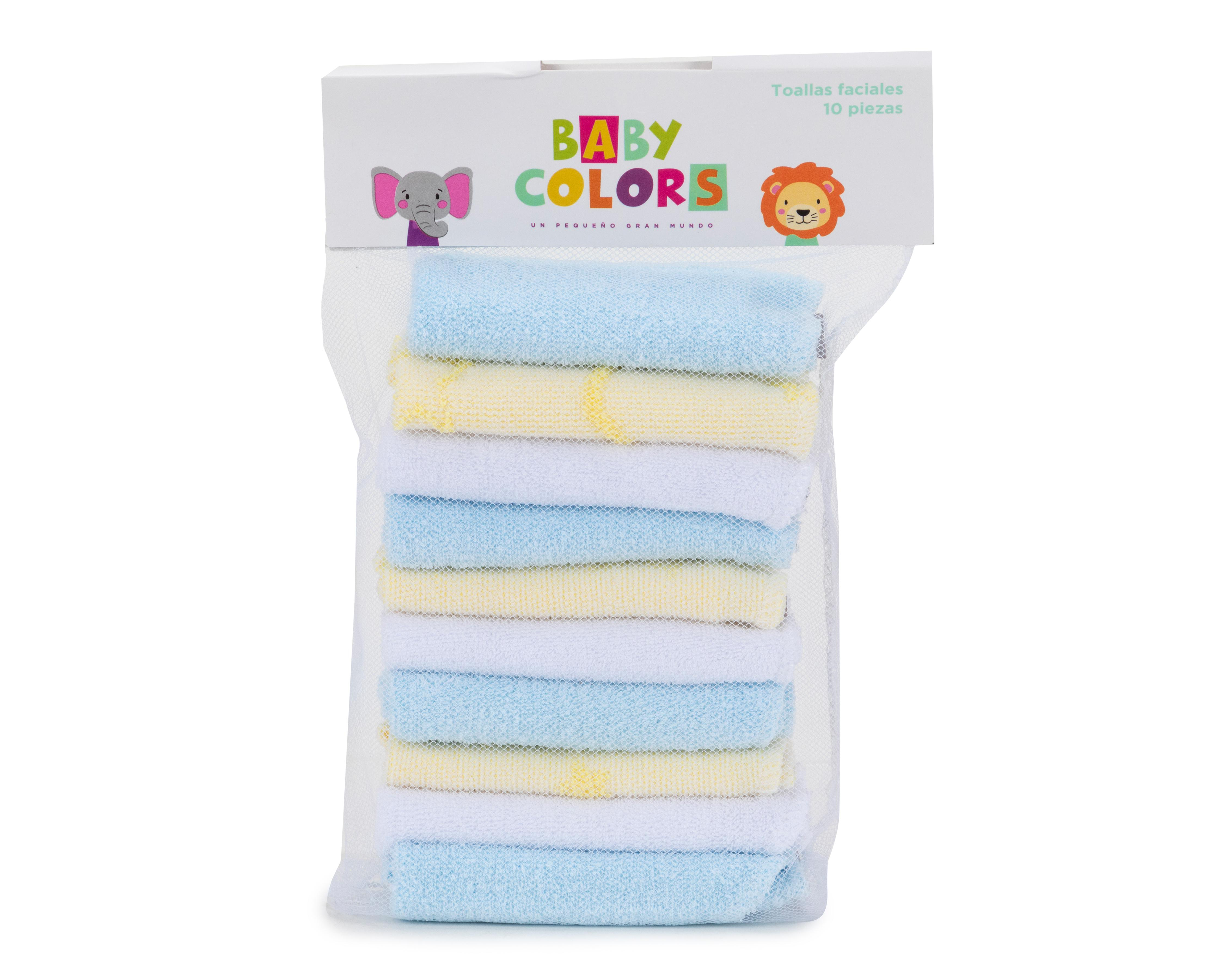 Foto 8 pulgar | Toallitas Faciales para Bebé Baby Colors Estampadas y Lisas 10 Piezas