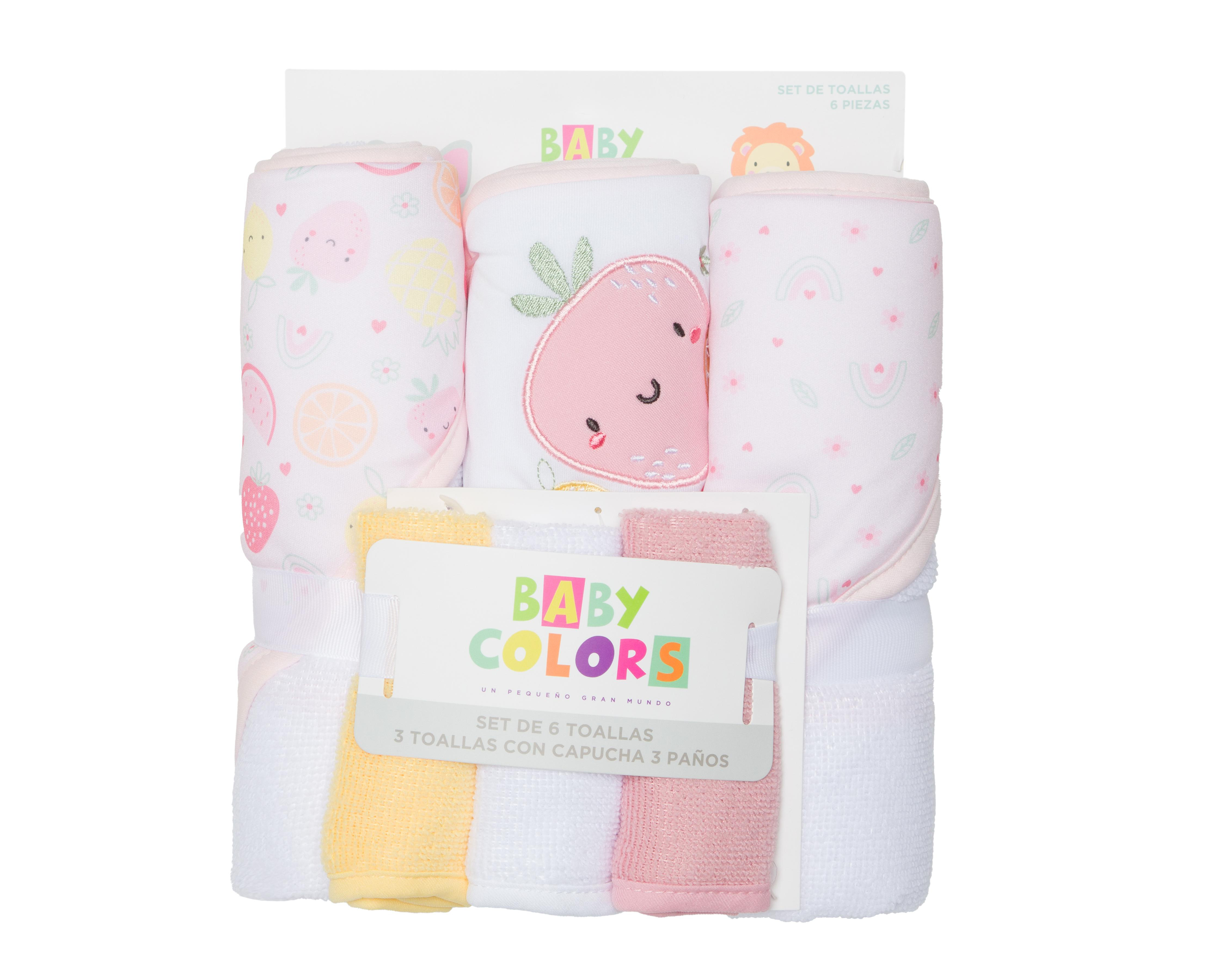Foto 7 pulgar | Toalla con Capucha para Bebé Niña Baby Colors Estampadas 6 Piezas
