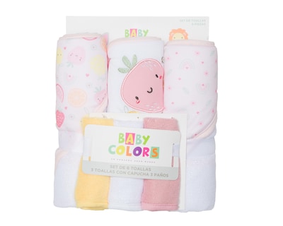 Foto 6 | Toalla con Capucha para Bebé Niña Baby Colors Estampadas 6 Piezas