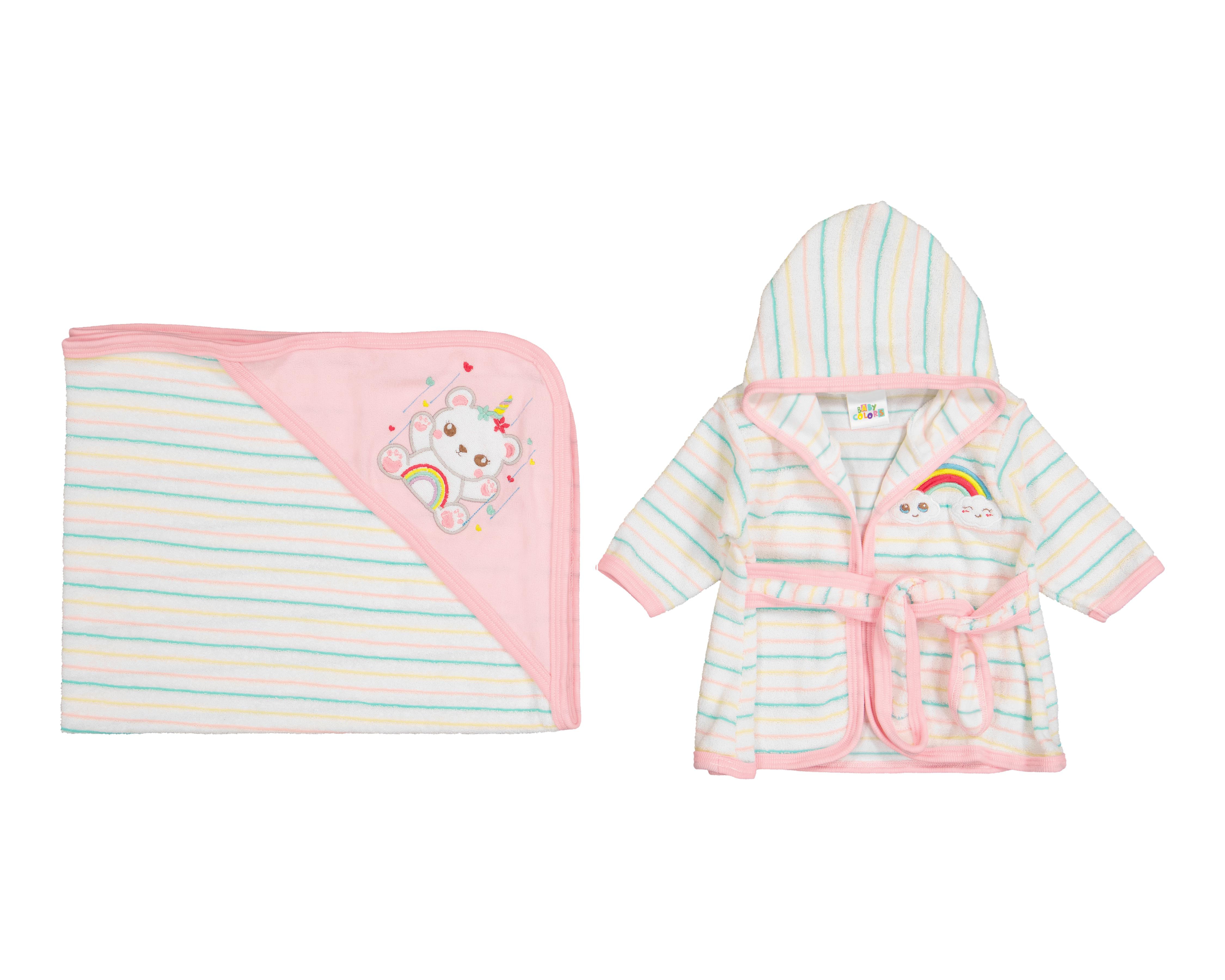 Bata de Baño y Toalla Baby Colors para Bebé Niña