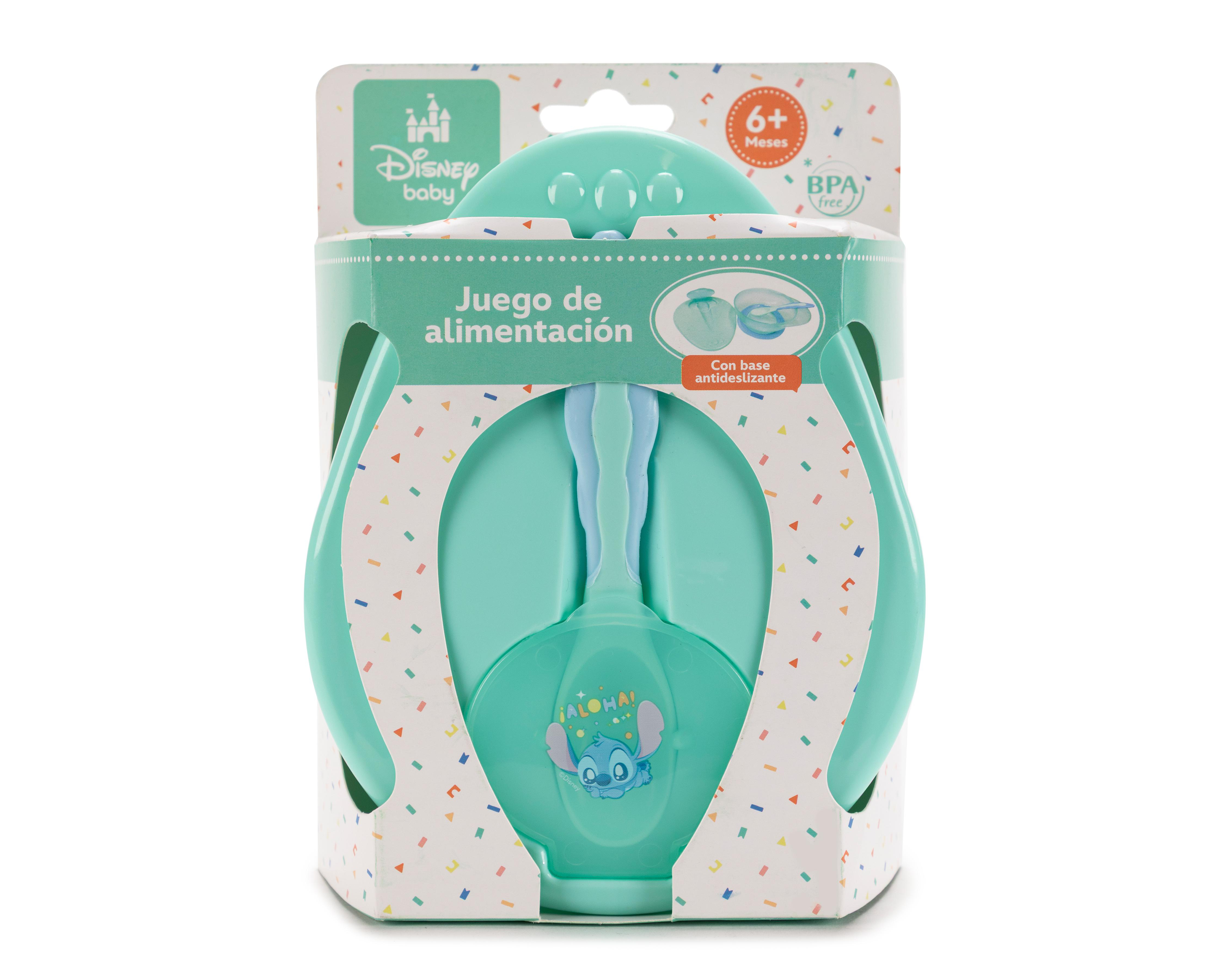 Plato con Tapa y Cuchara para Bebé Disney Baby Stitch