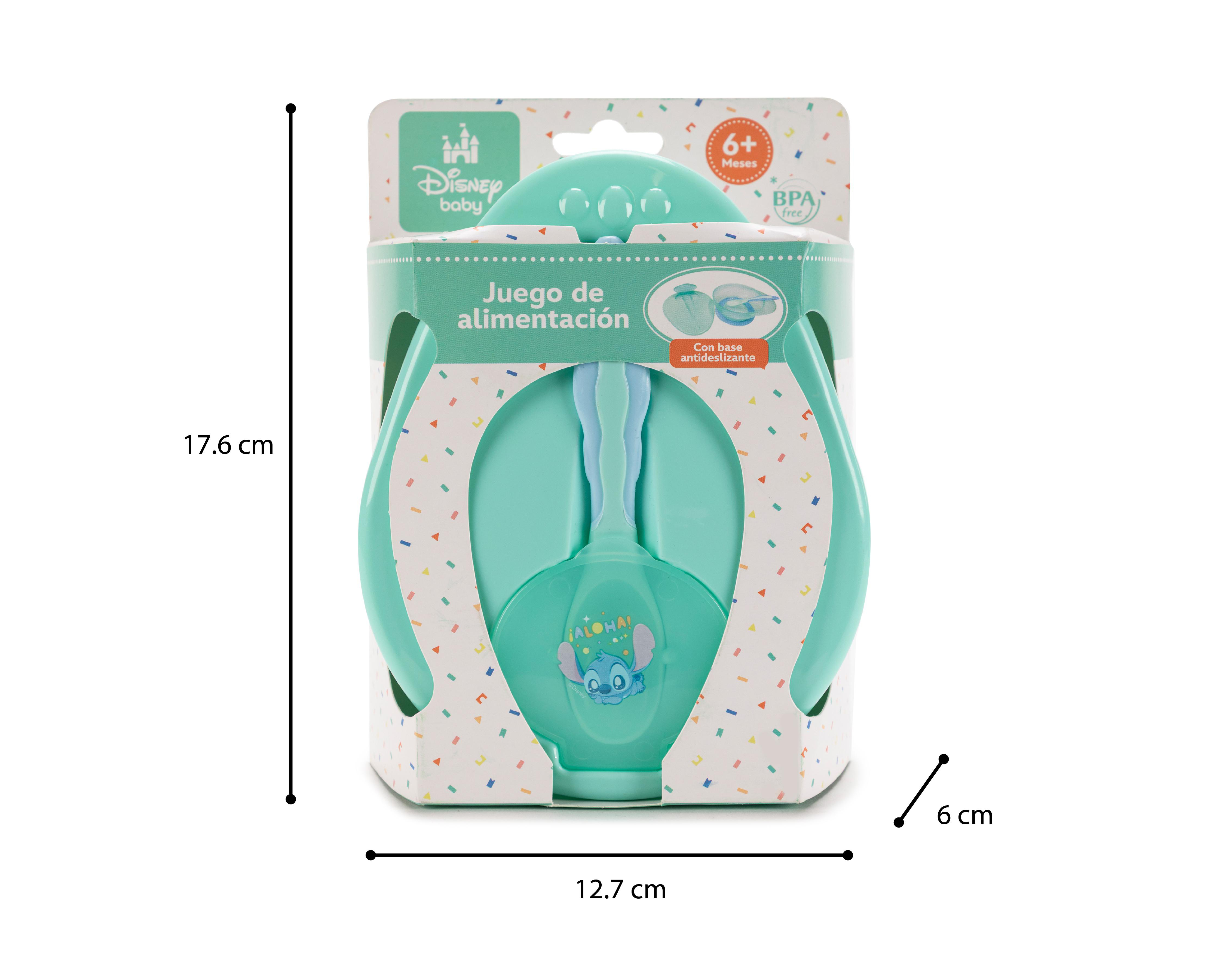 Foto 5 pulgar | Plato con Tapa y Cuchara para Bebé Disney Baby Stitch