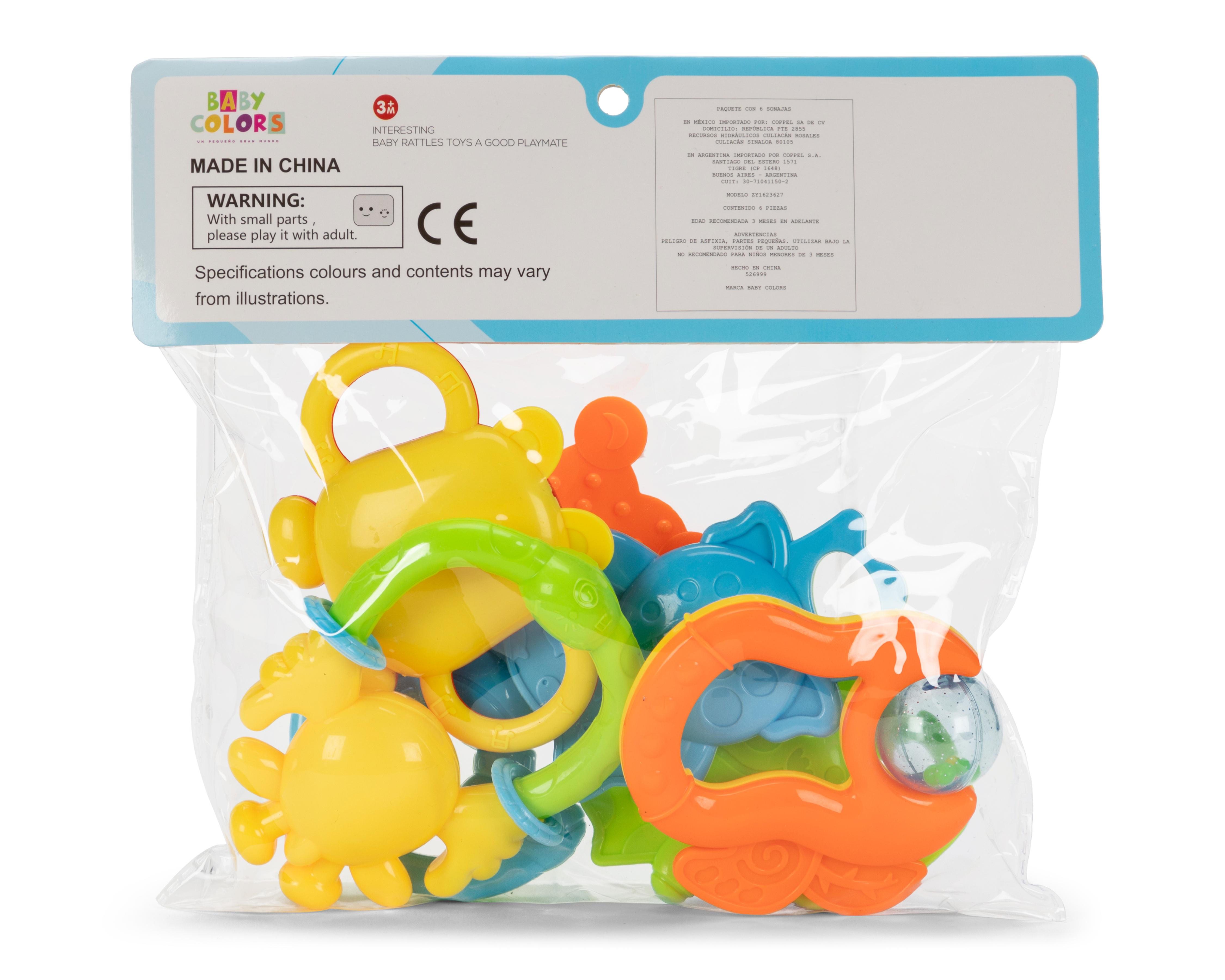 Foto 3 pulgar | Sonaja para Bebé Baby Colors 6 Piezas