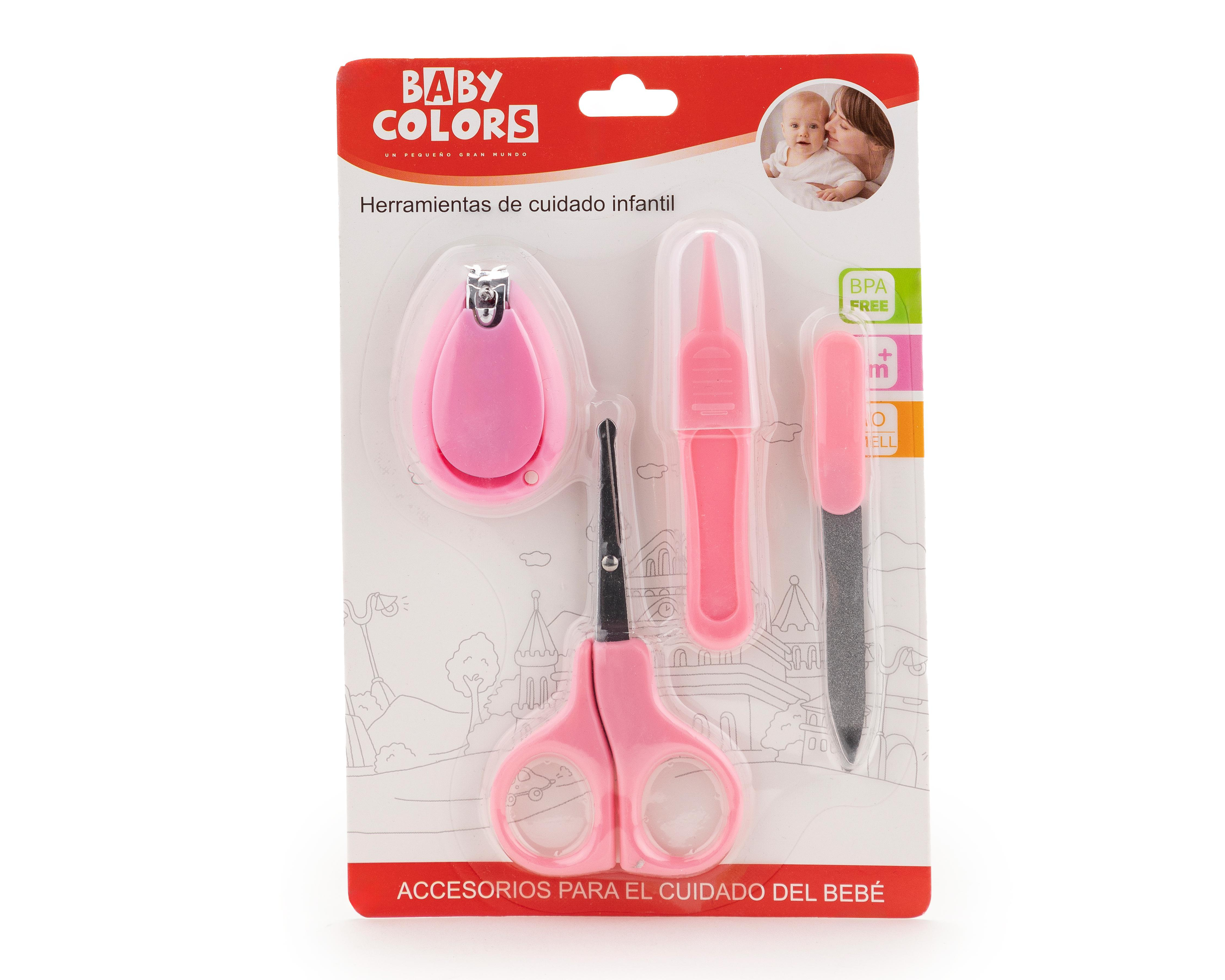 Foto 2 pulgar | Set de Cortaúñas y Limpiador de Nariz para Bebé Baby Colors 4 Piezas