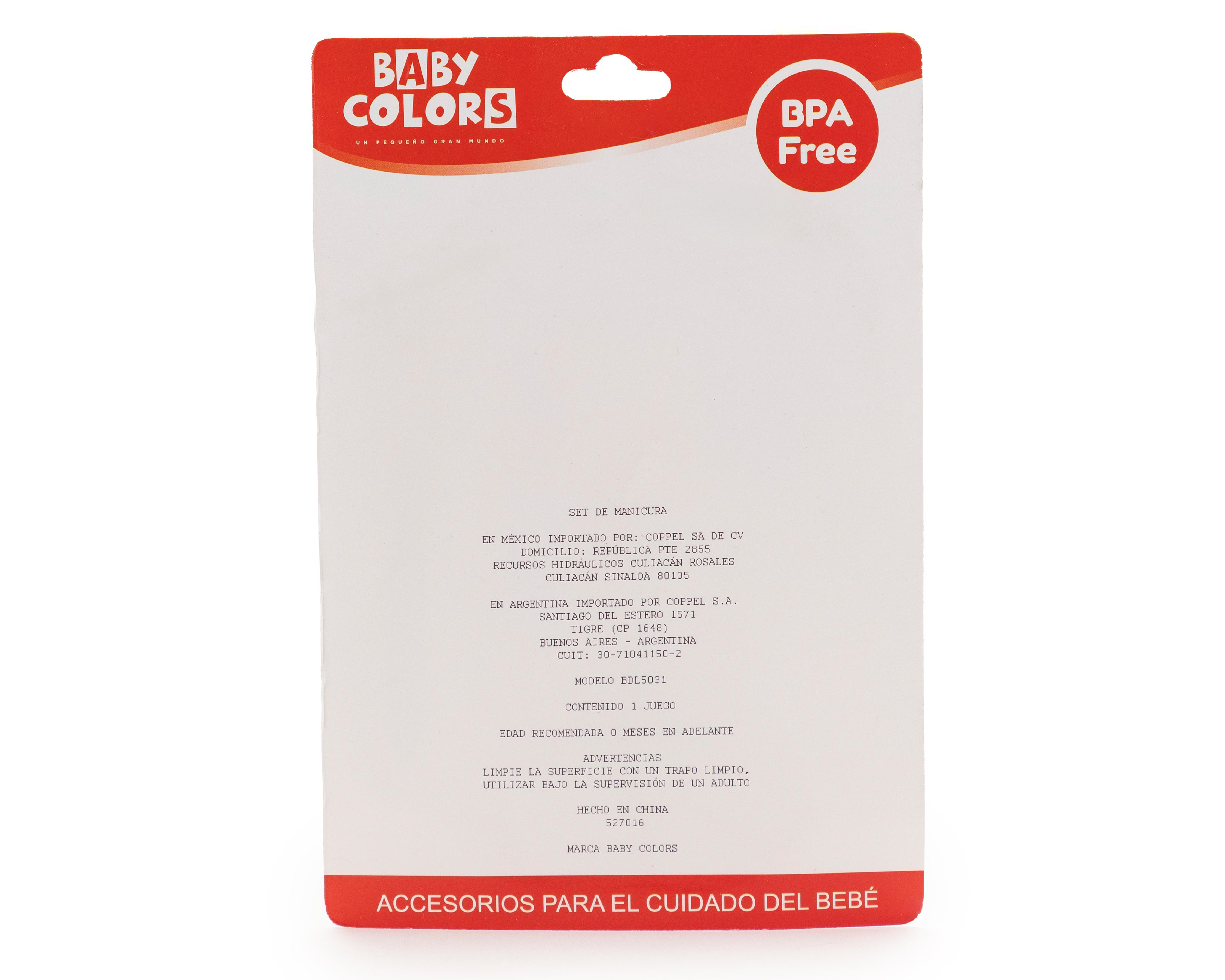 Foto 2 | Set de Cortaúñas y Limpiador de Nariz para Bebé Baby Colors 4 Piezas