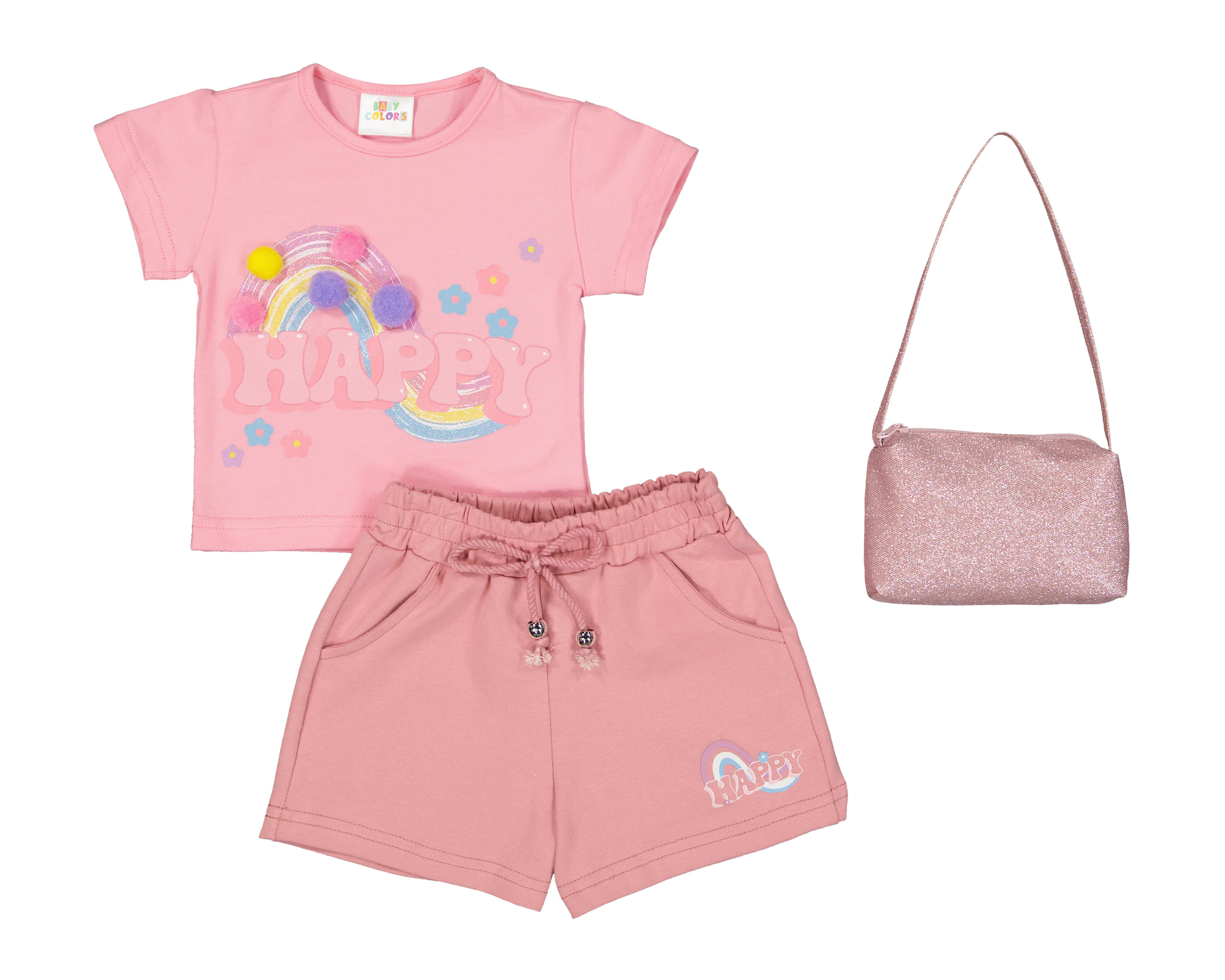 Foto 2 pulgar | Blusa y Short con Bolsa Baby Colors para Niña