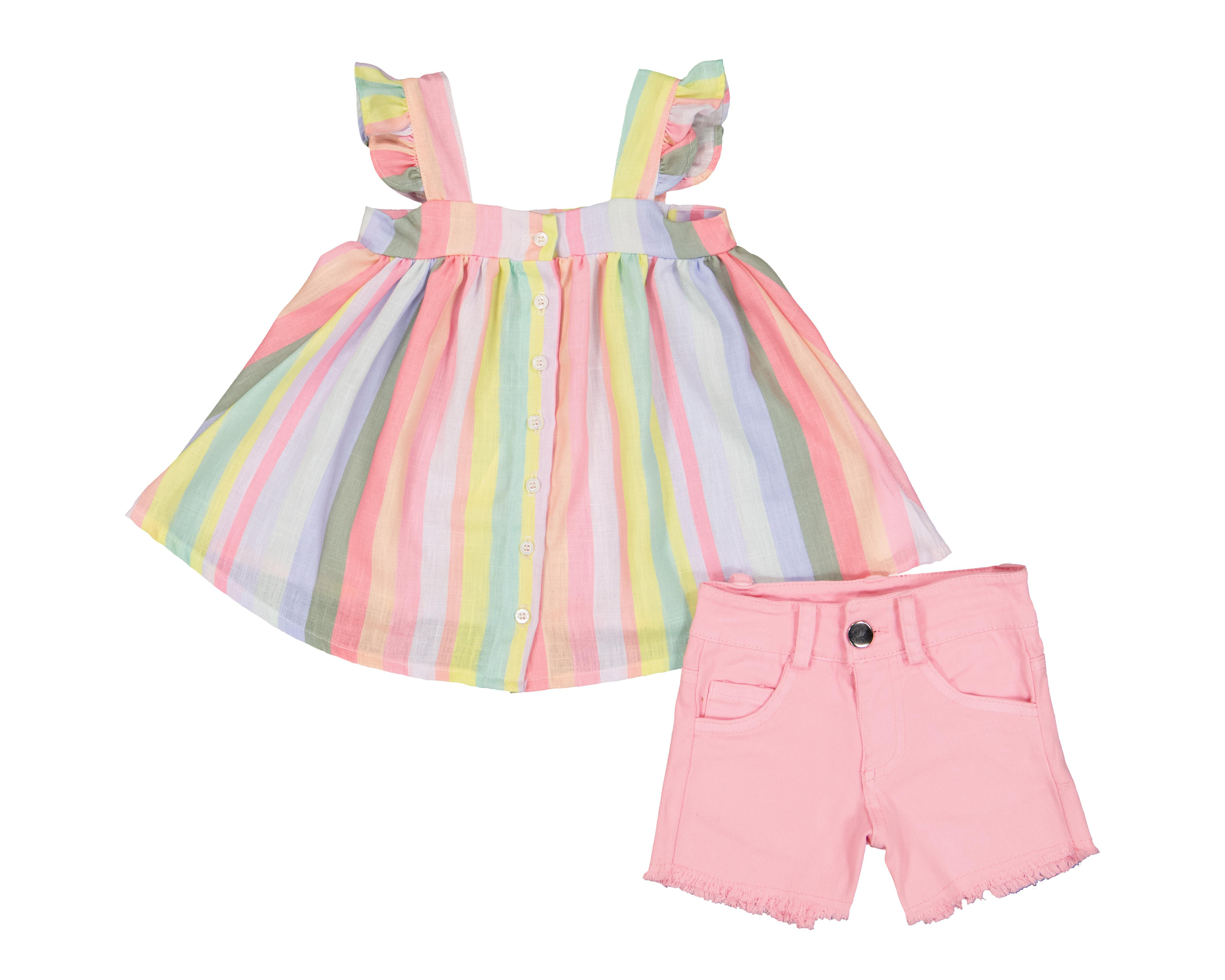 Foto 2 pulgar | Short y Blusa para Bebé Niña Baby Colors