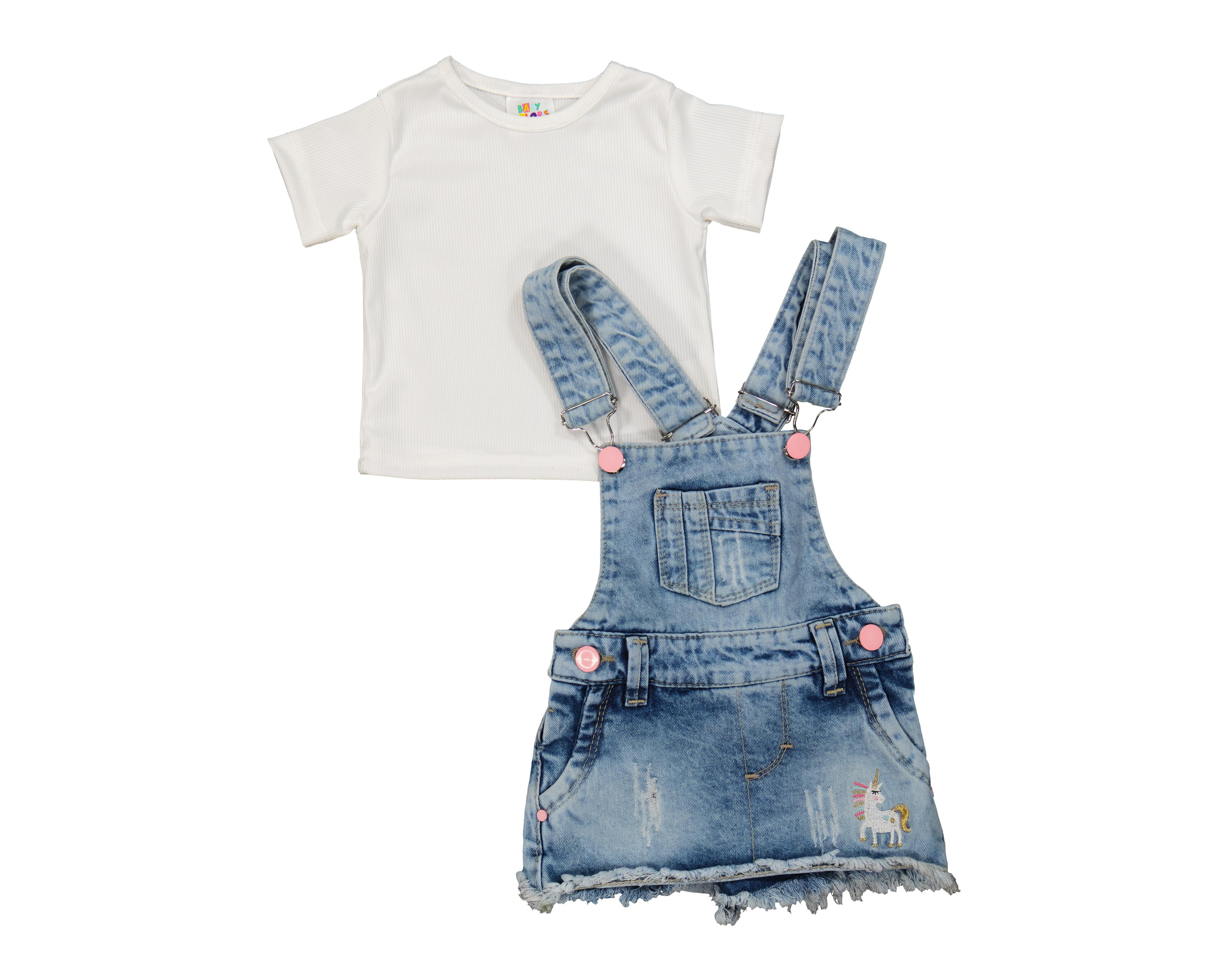 Overol y Playera de Algodón para Bebé Niña Baby Colors