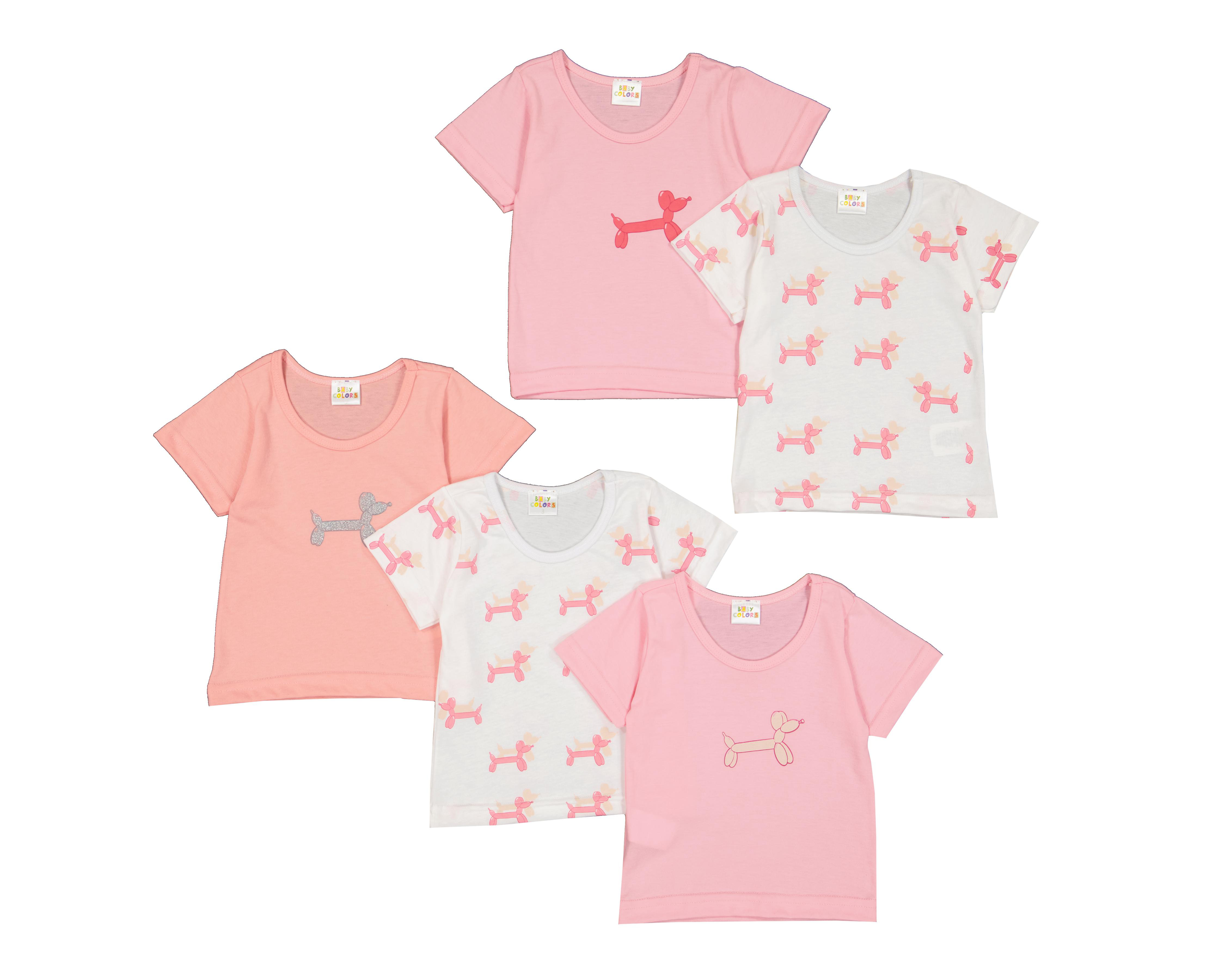 Playera para Bebé Niña Baby Colors con Estampado 5 Piezas
