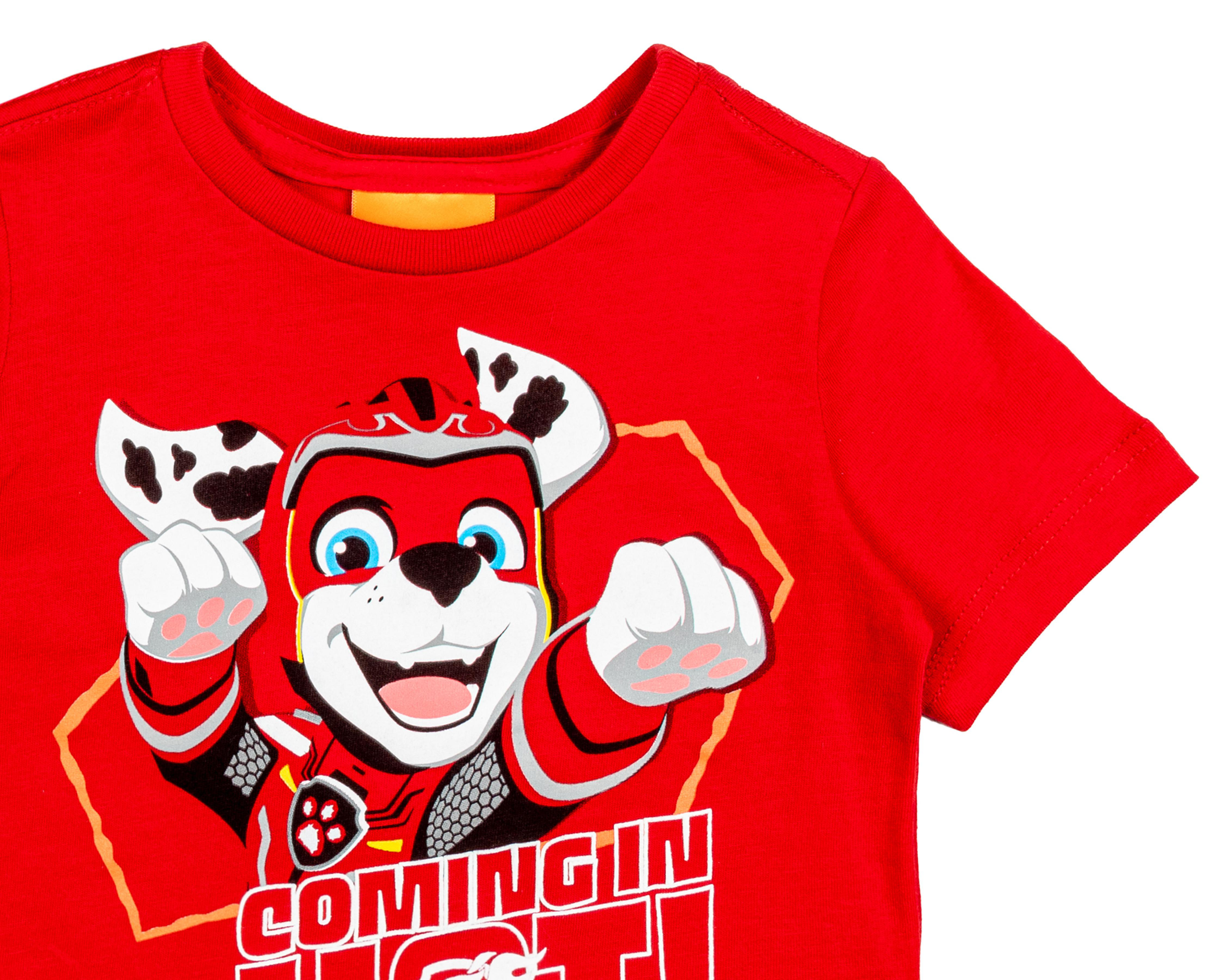 Foto 4 pulgar | Playera Paw Patrol de Algodón Manga Corta 2 Piezas