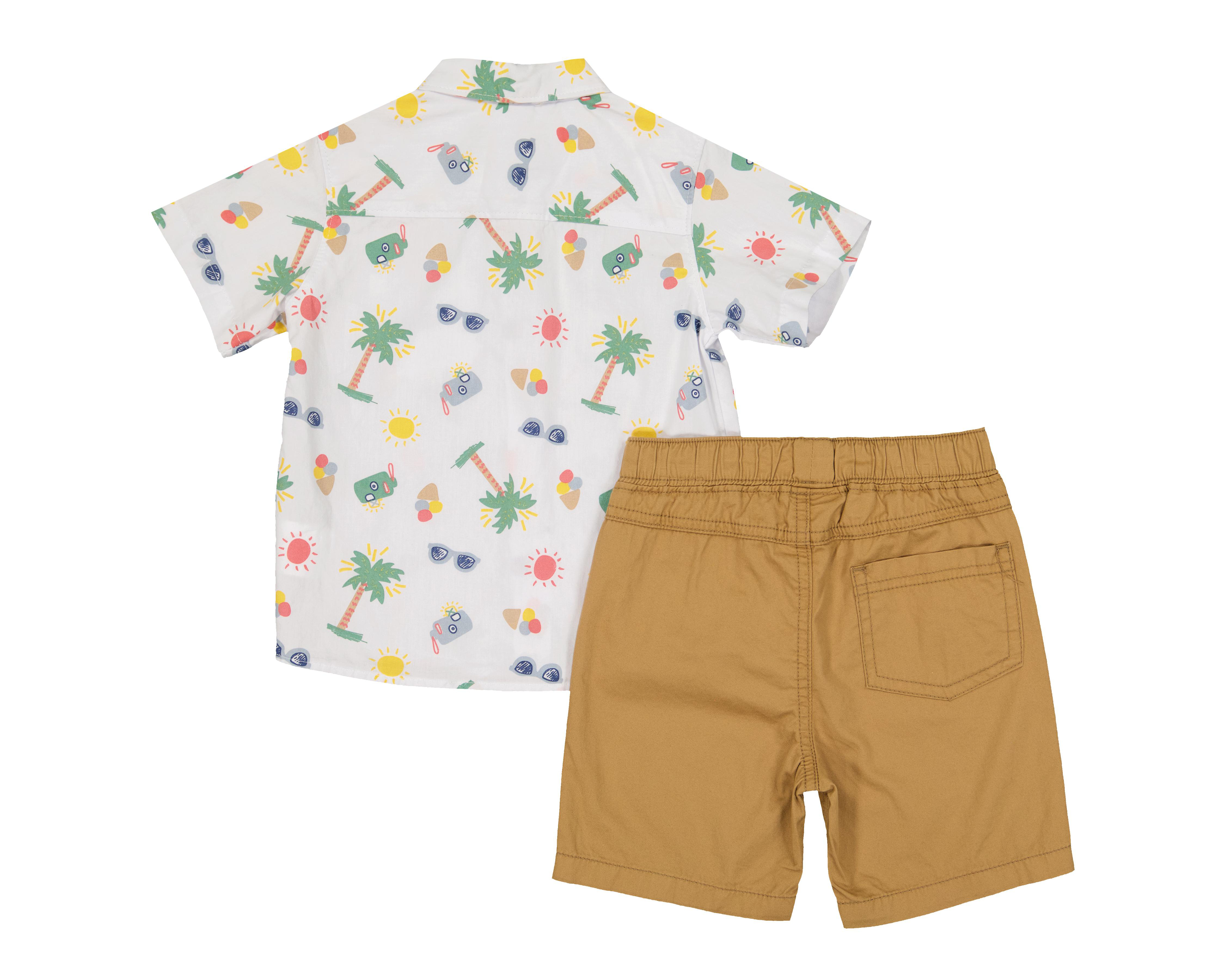 Foto 3 pulgar | Conjunto de Short y Camisa para Bebé Niño Baby Colors de Algodón Estampado 2 Piezas