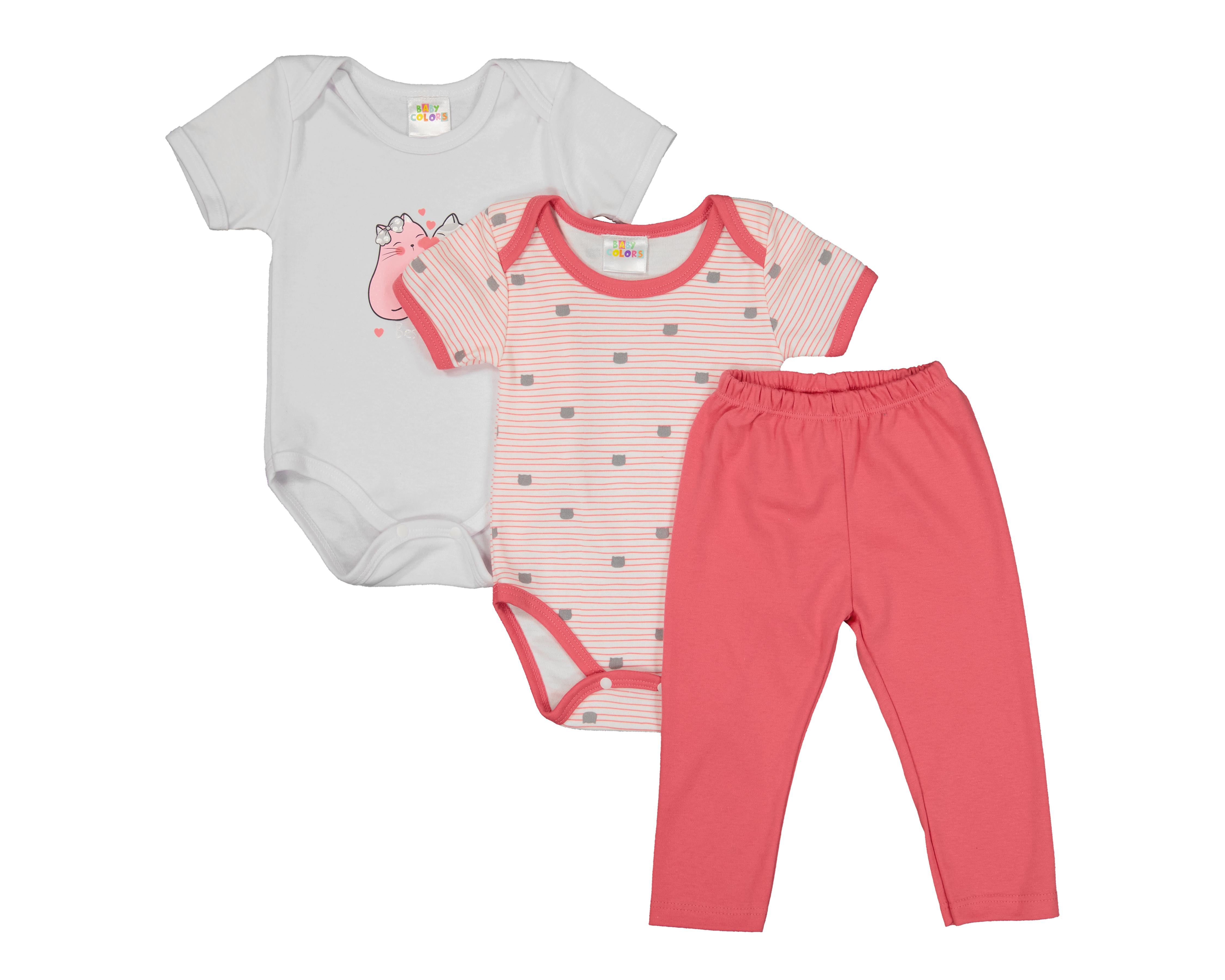 Foto 2 pulgar | Conjunto para Bebé Niña Baby Colors Estampado 3 Piezas