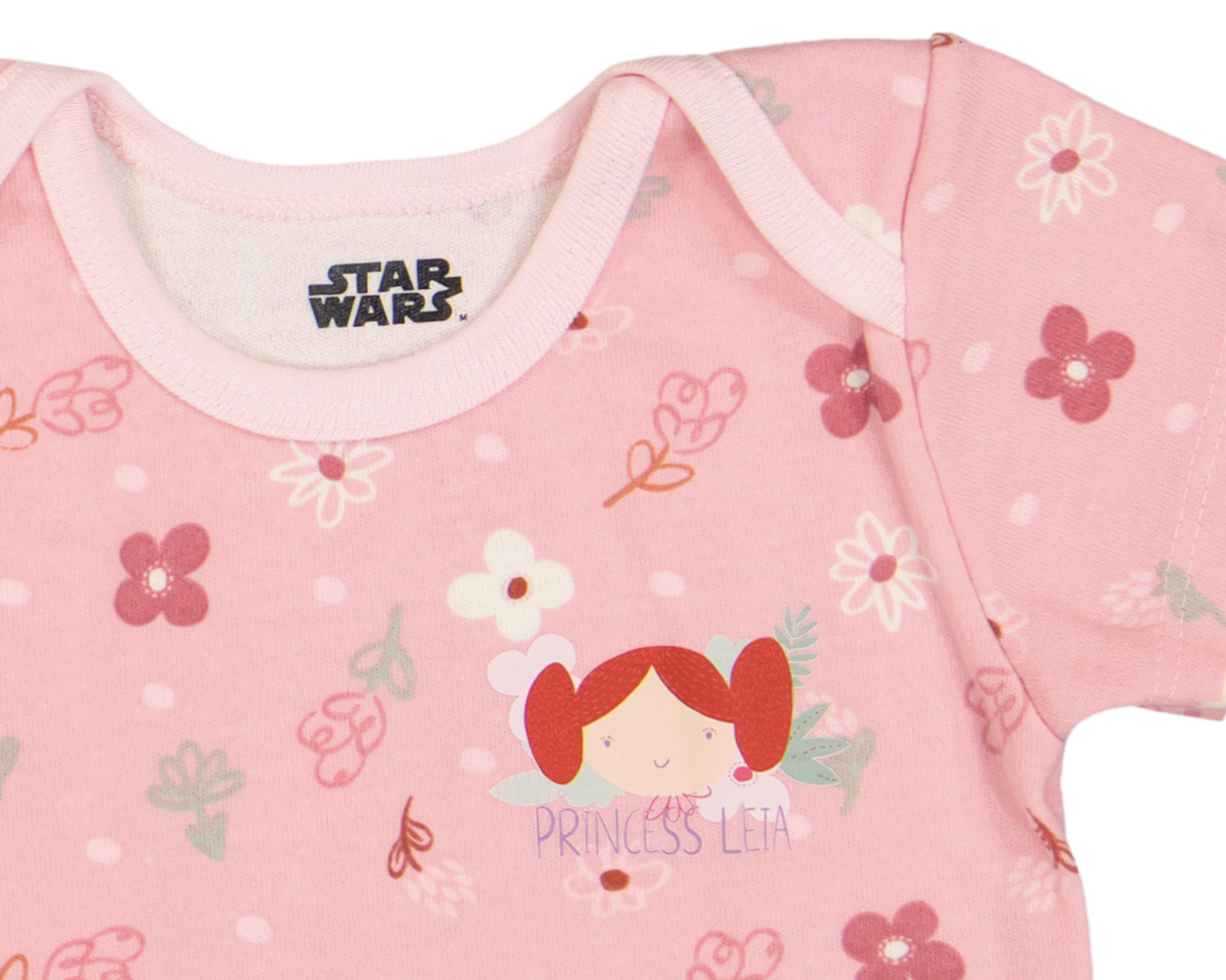 Foto 5 pulgar | Camiseta para Bebé Niña Disney Baby Star Wars con Estampado 3 Piezas
