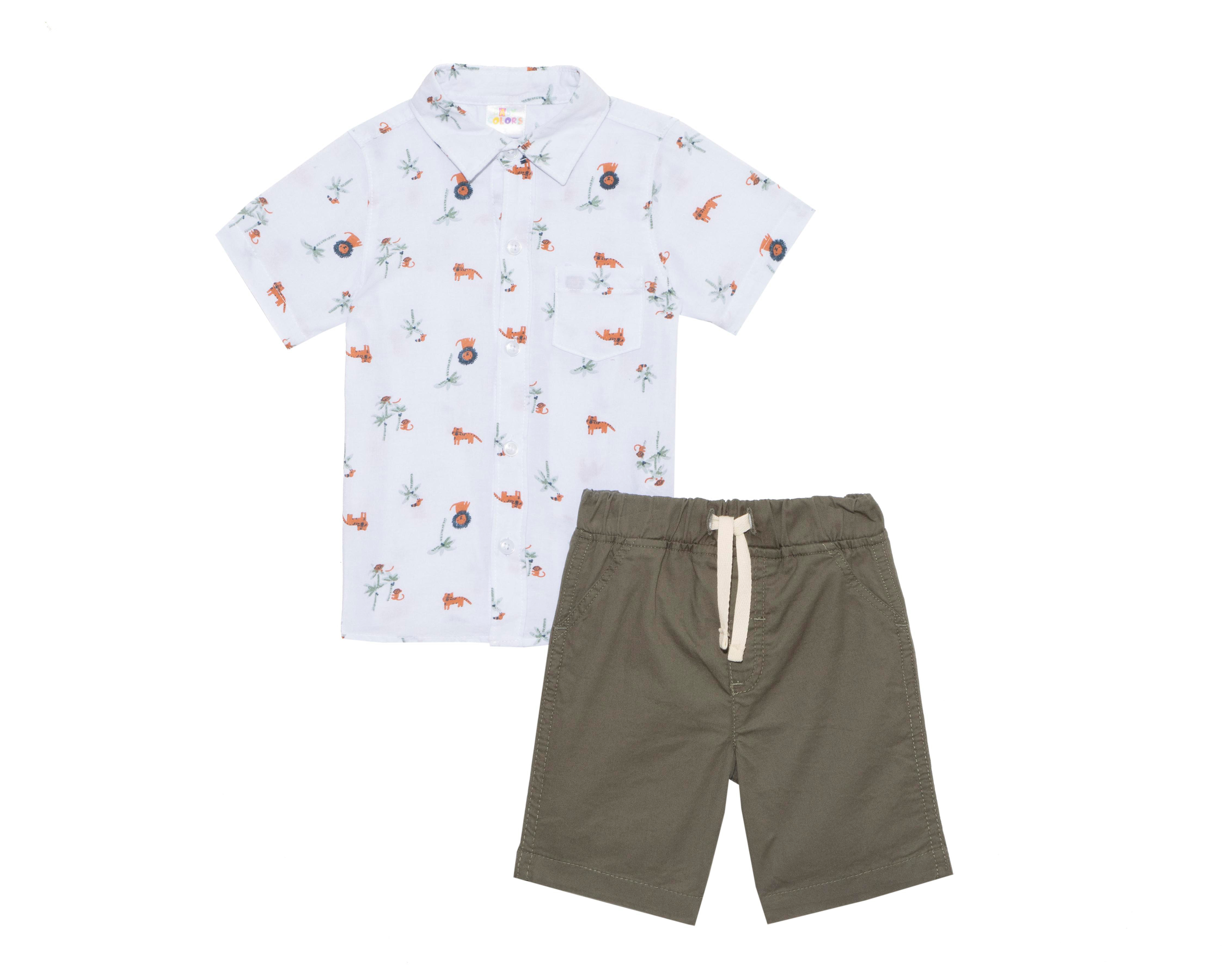 Foto 1 | Short y Camisa de Algodón para Bebé Niño Baby Colors