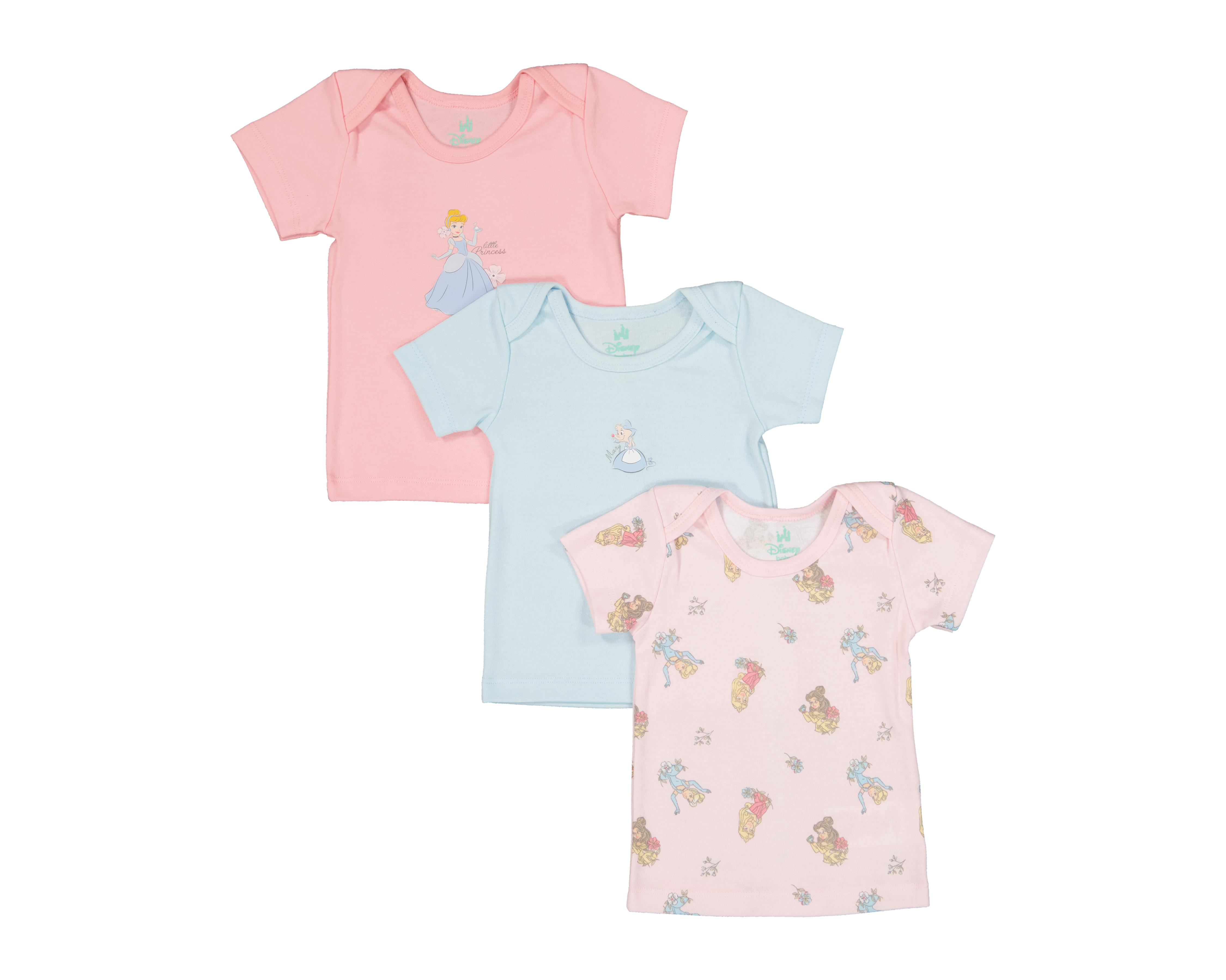 Foto 2 pulgar | Camiseta para Bebé Niña Disney Baby Multicolor 3 Piezas