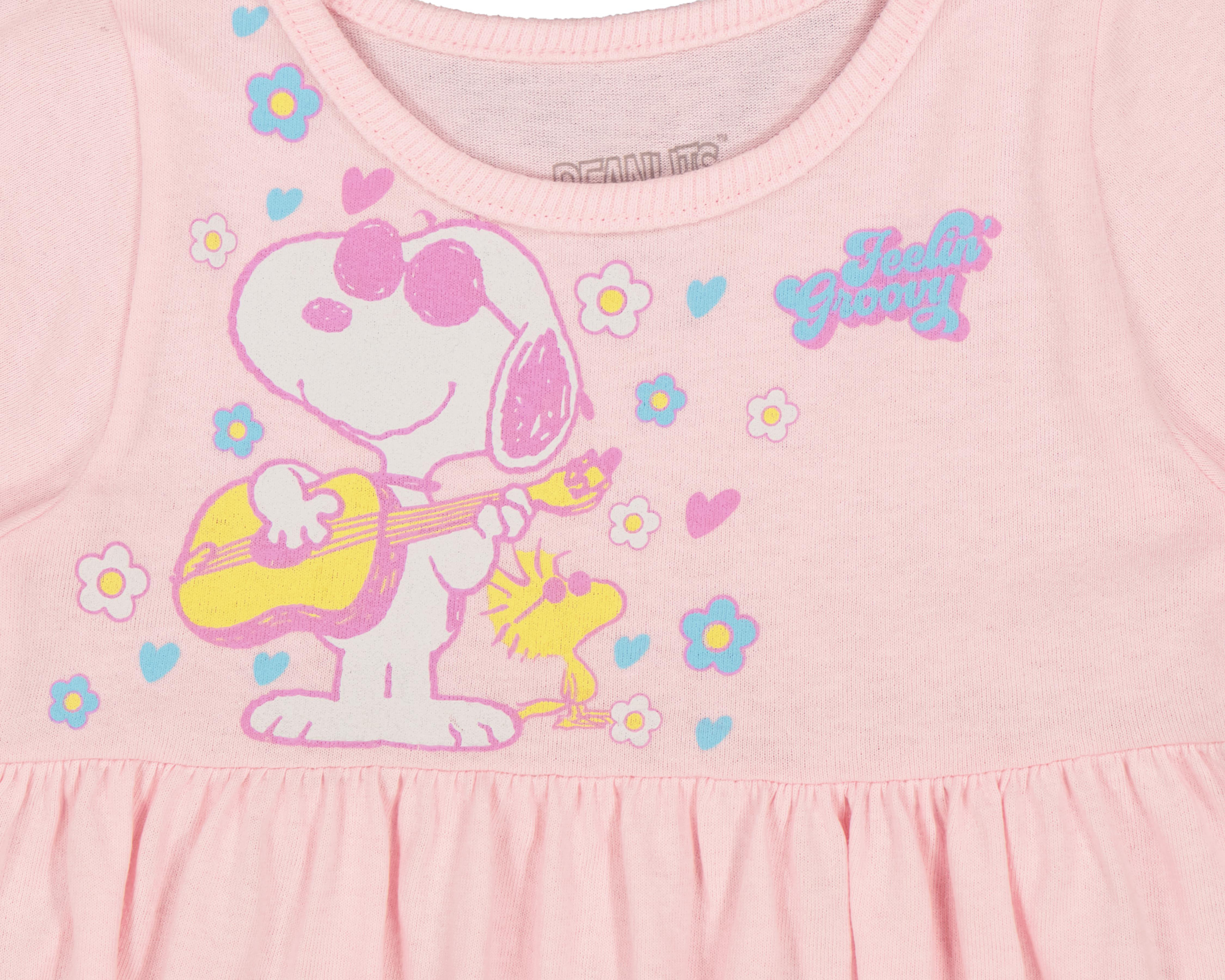 Foto 4 pulgar | Vestido para Bebé Niña Peanuts de Algodón Rosa