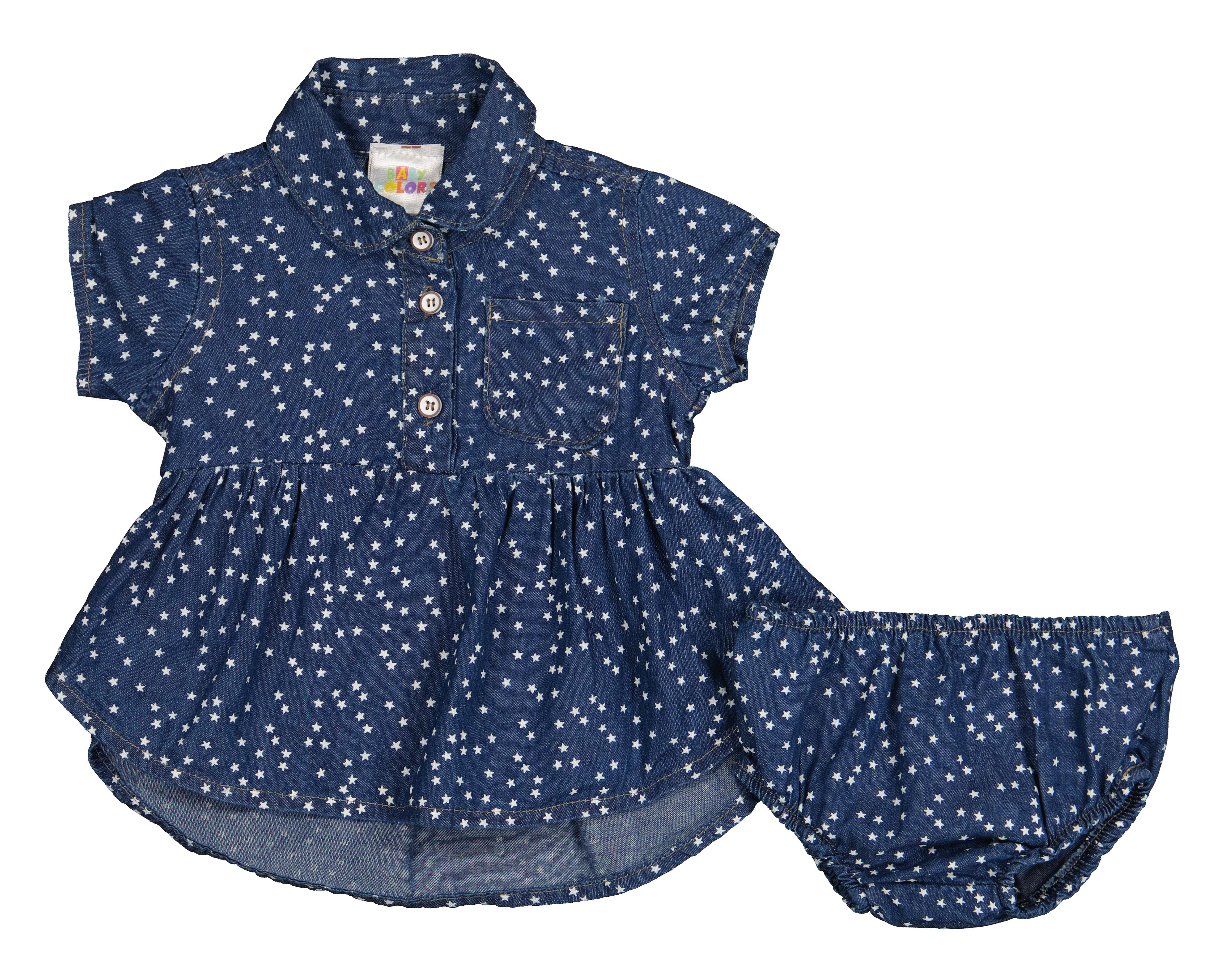 Foto 2 pulgar | Vestido y Pantaleta para Bebé Niña Baby Colors de Algodón Estampado