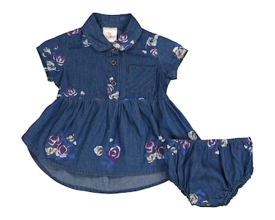 Foto 1 | Vestido con Calzón para Bebé Niña Baby Colors de Algodón 2 Piezas