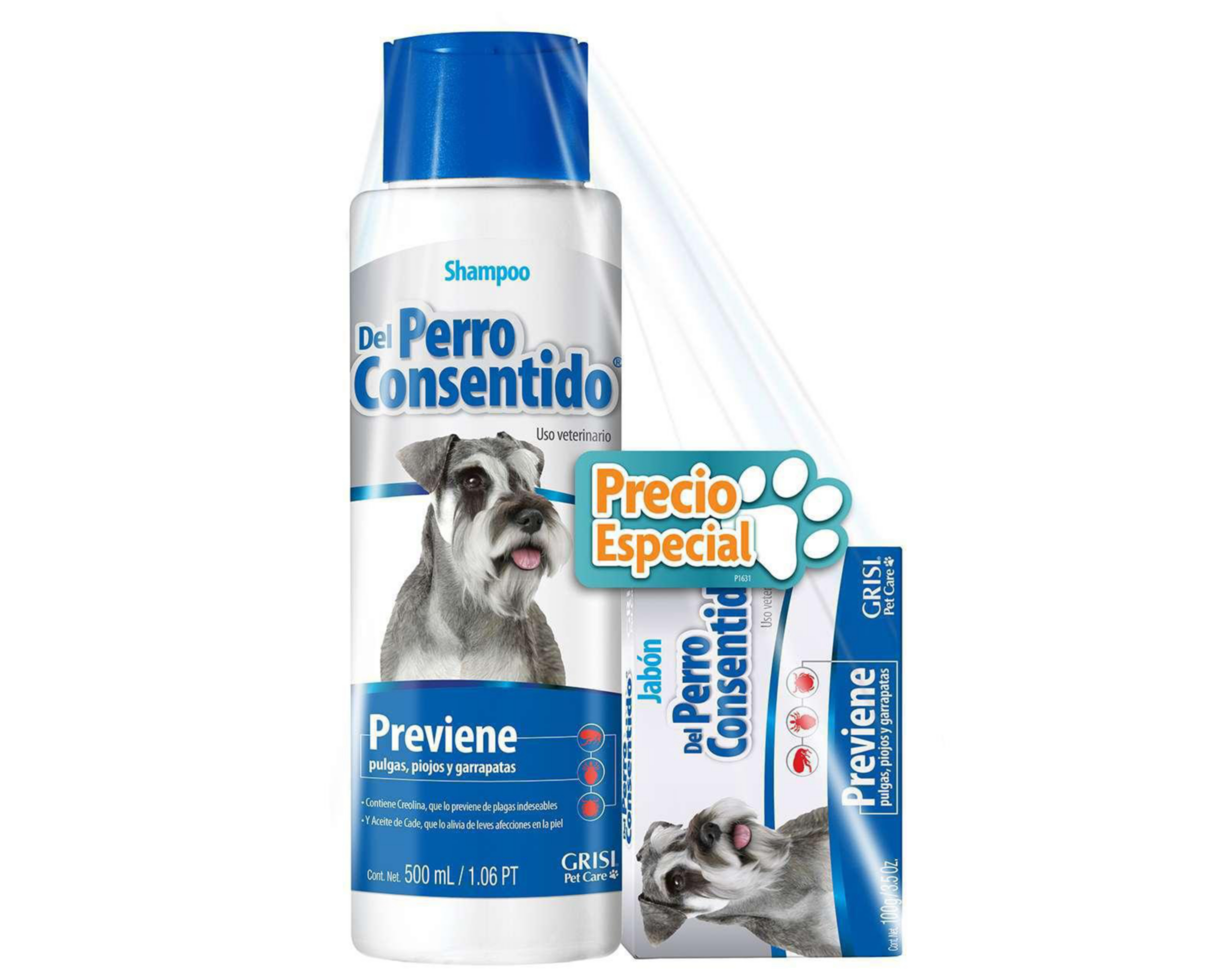 Foto 2 pulgar | Shampoo y Jabón para Perro Grisi Antipulgas 2 Piezas