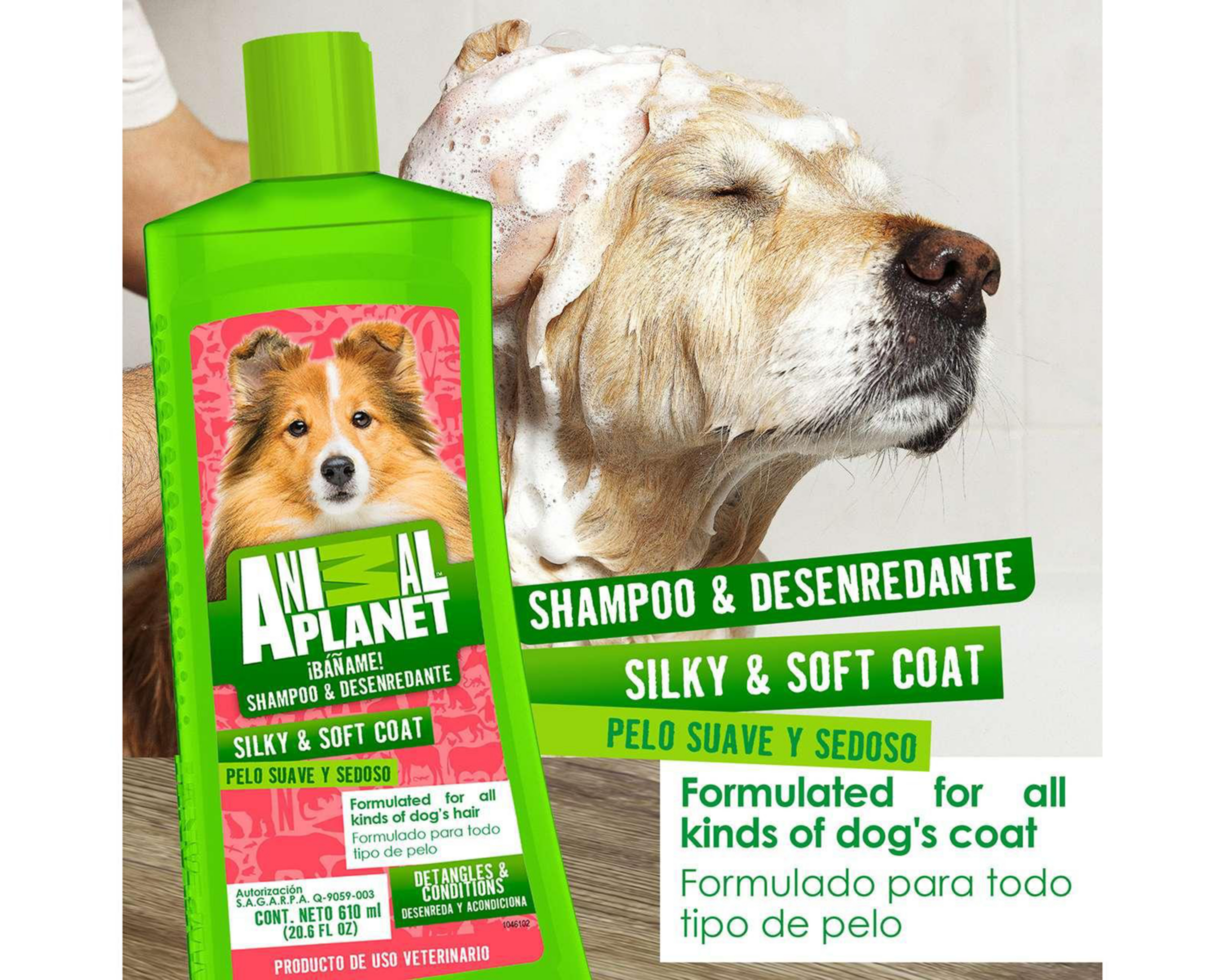 Foto 4 pulgar | Shampoo y Desenredante para Perro Animal Planet Pelo Suave y Sedoso 610 ml