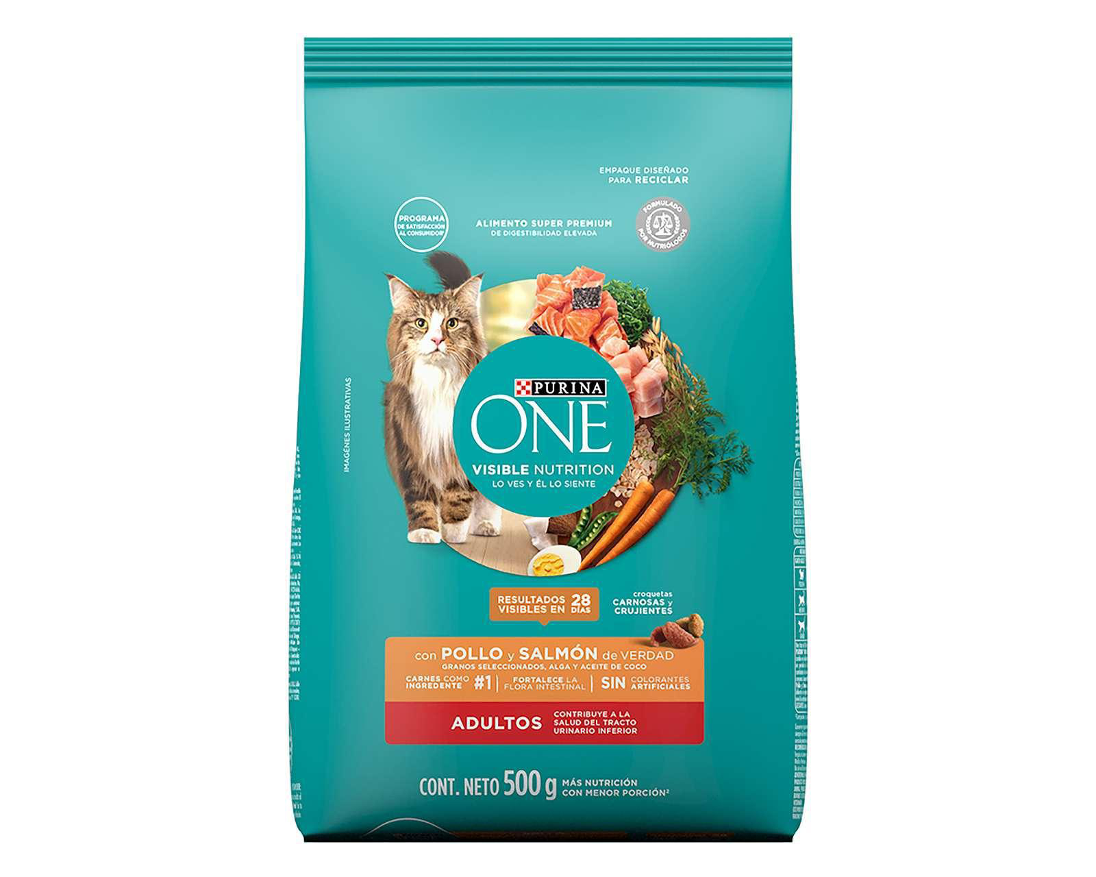 Foto 2 pulgar | Alimento para Gato Purina One Cat 500 g