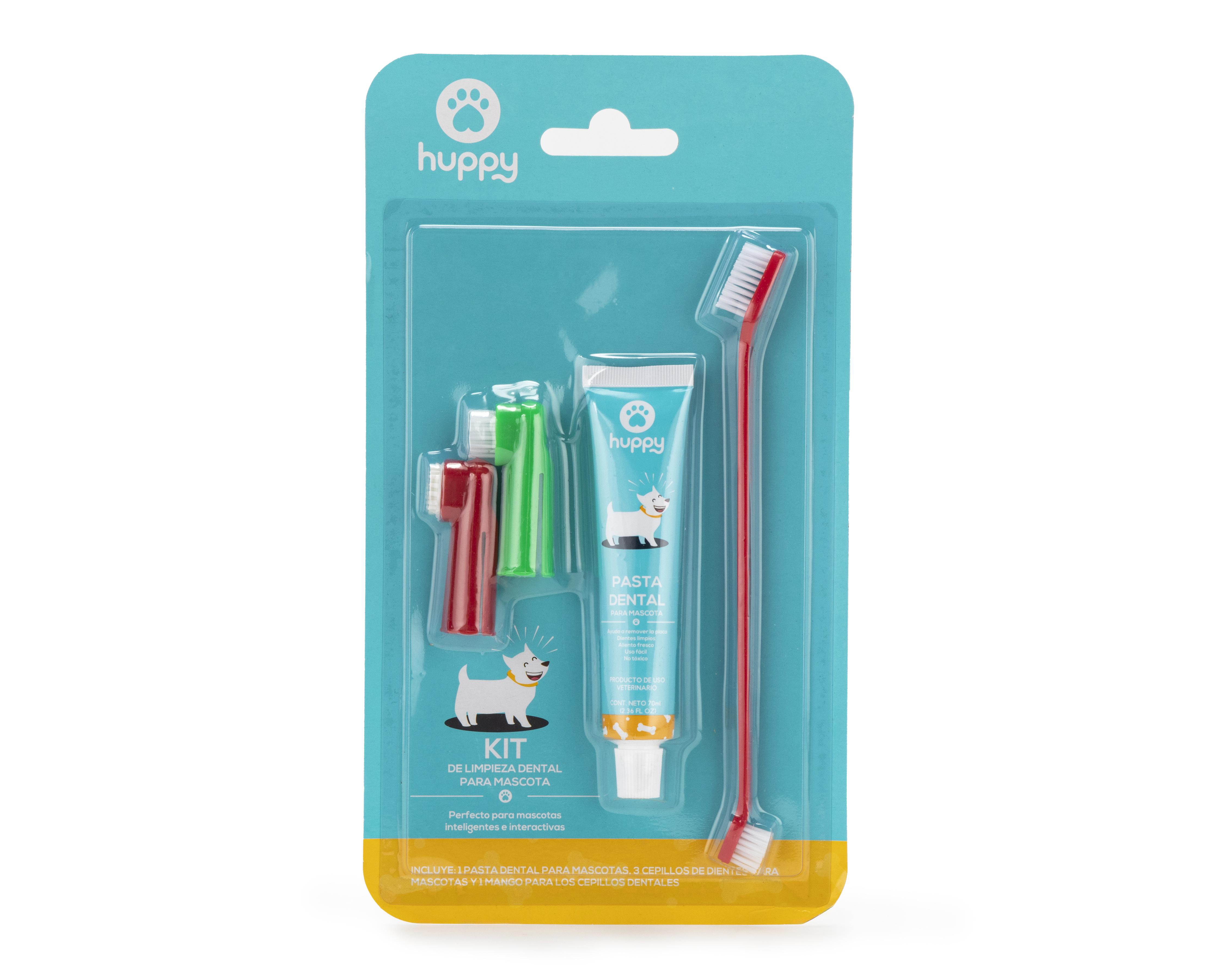 Pasta Dental y Cepillos para Mascotas Huppy 4 Piezas