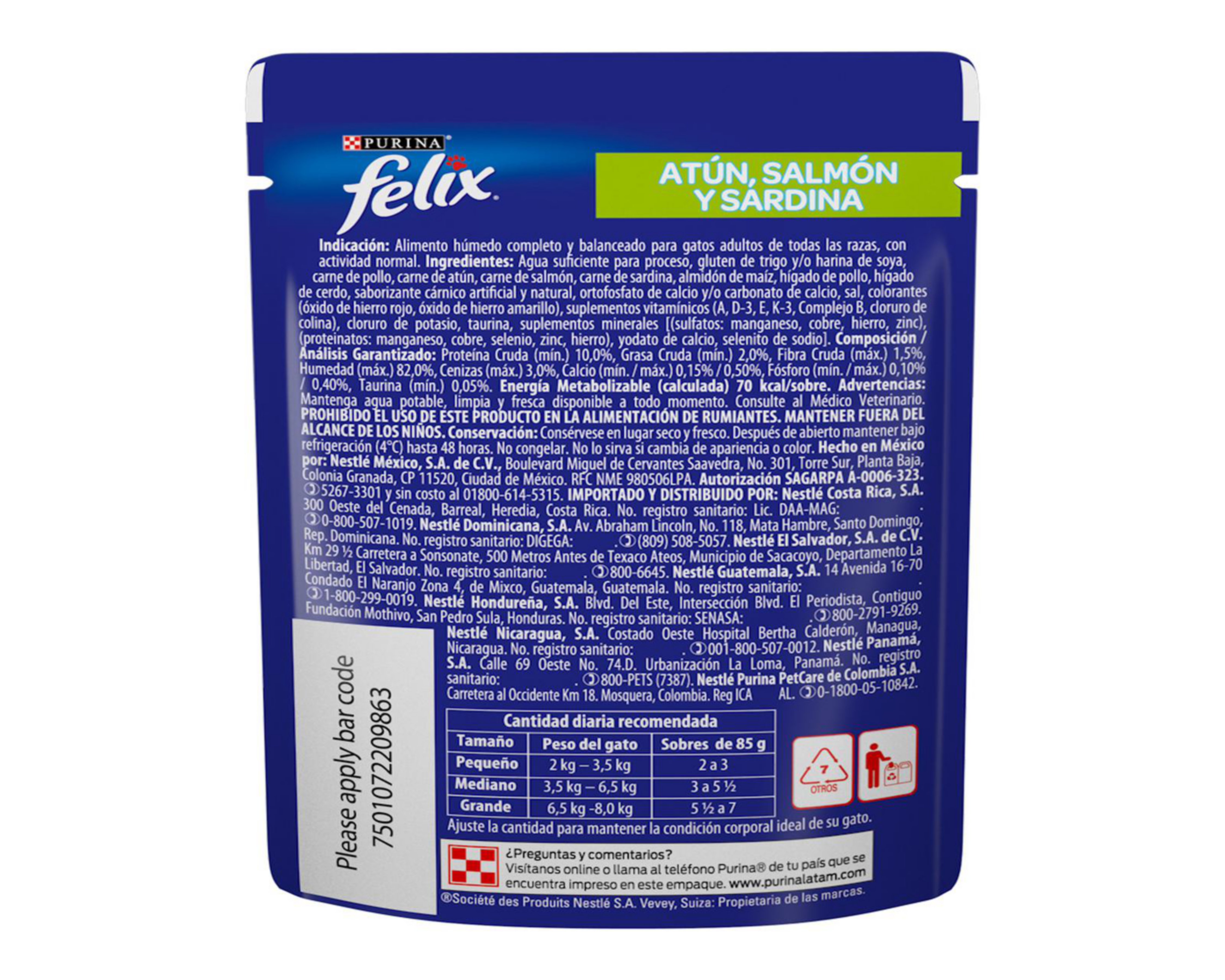 Foto 3 pulgar | Alimento para Gato Purina Felix Adulto 85 g