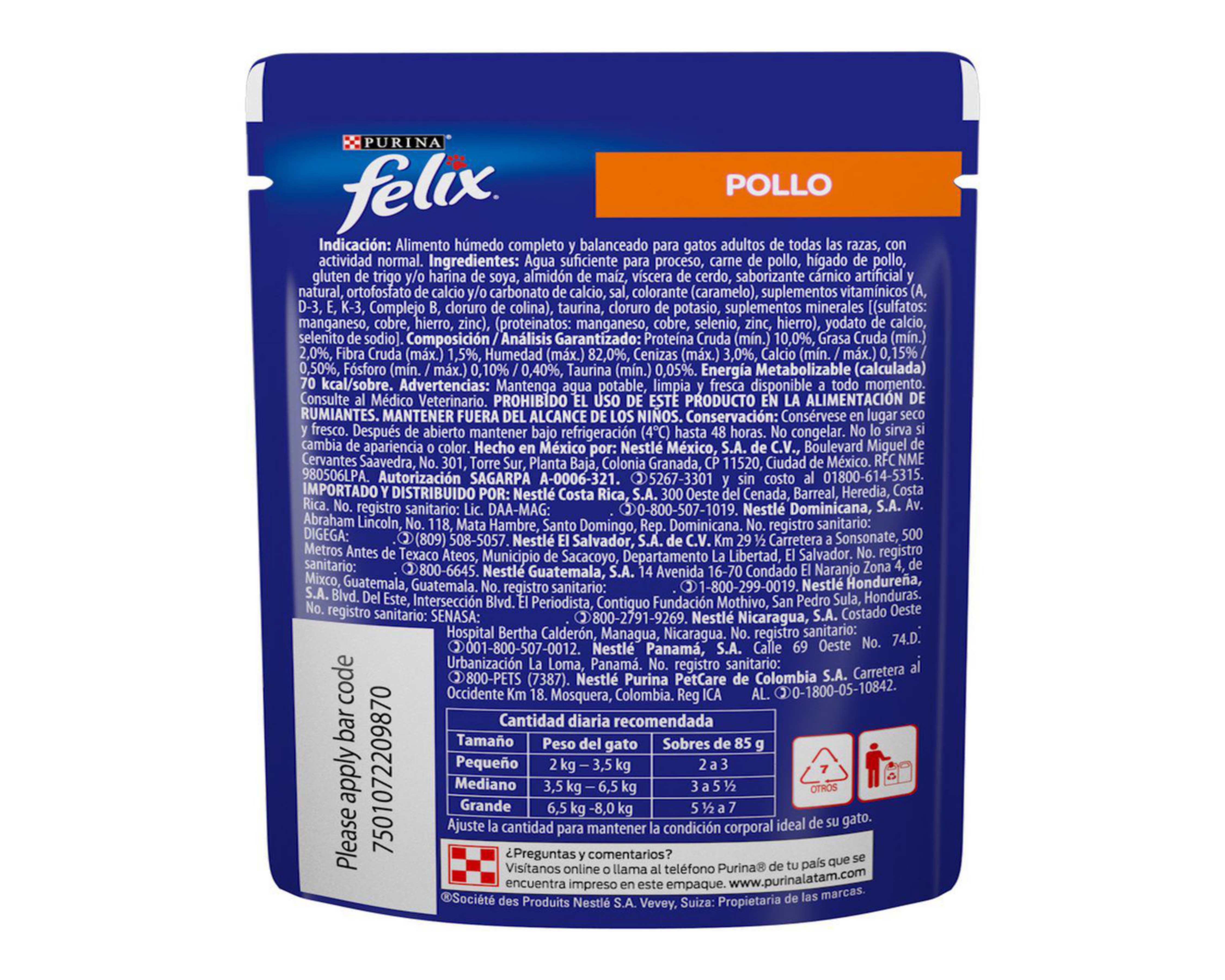 Foto 3 pulgar | Alimento para Gato Purina Felix Adulto 85 g