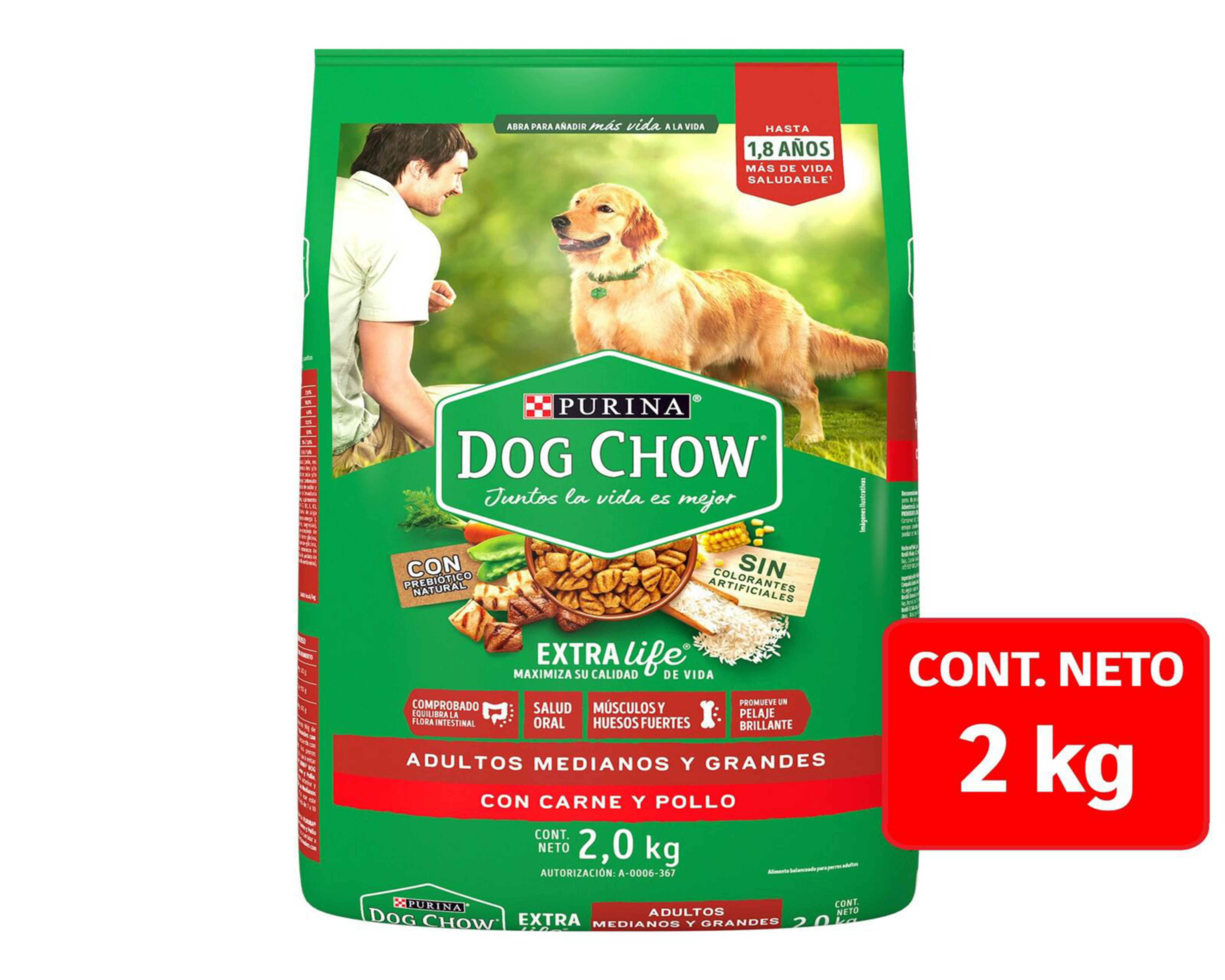 Foto 2 pulgar | Alimento para Perro Purina Dog Chow Adulto 2 kg