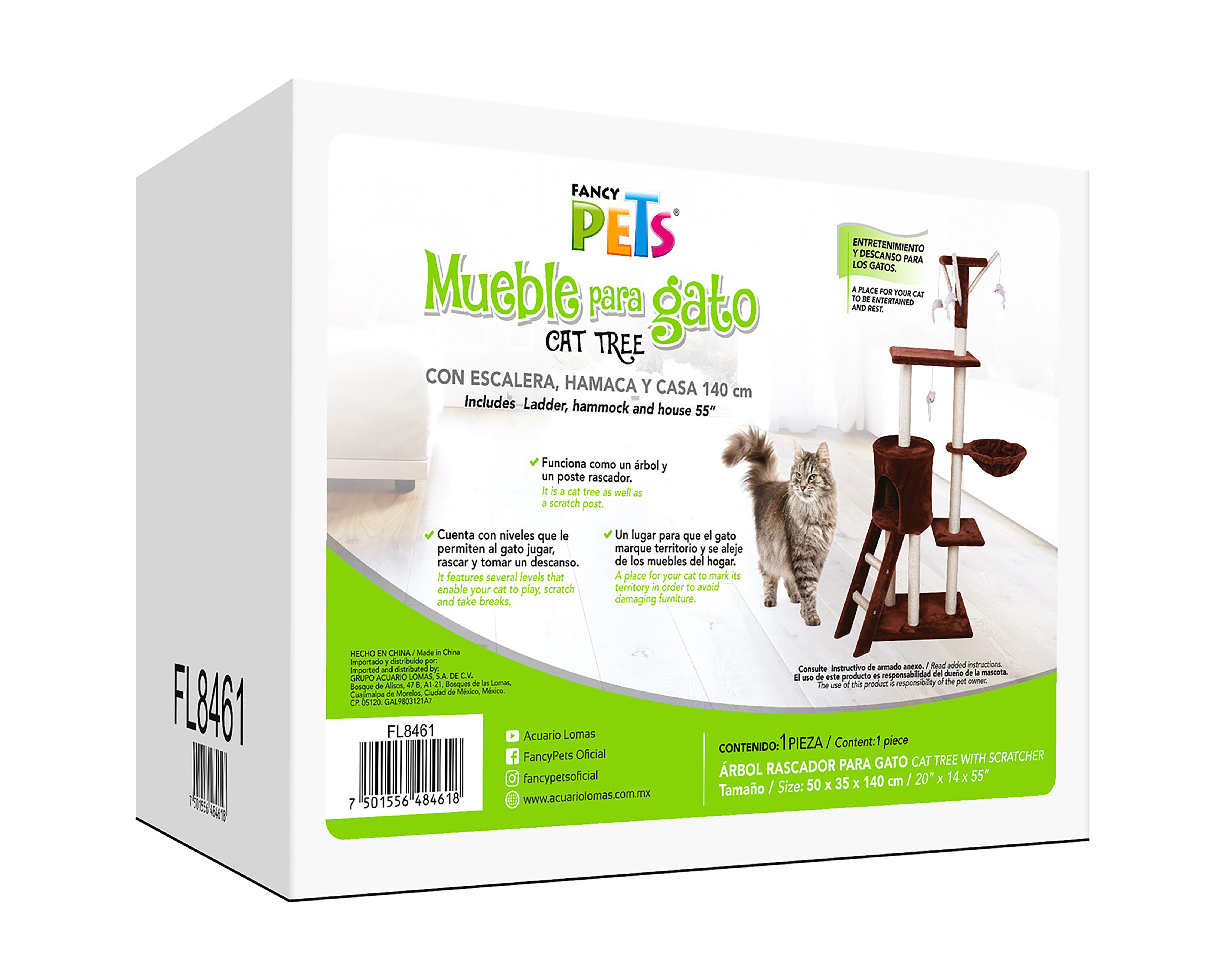 Foto 4 pulgar | Árbol Rascador para Gato Fancy Pets Tebas con Hamaca y Casa