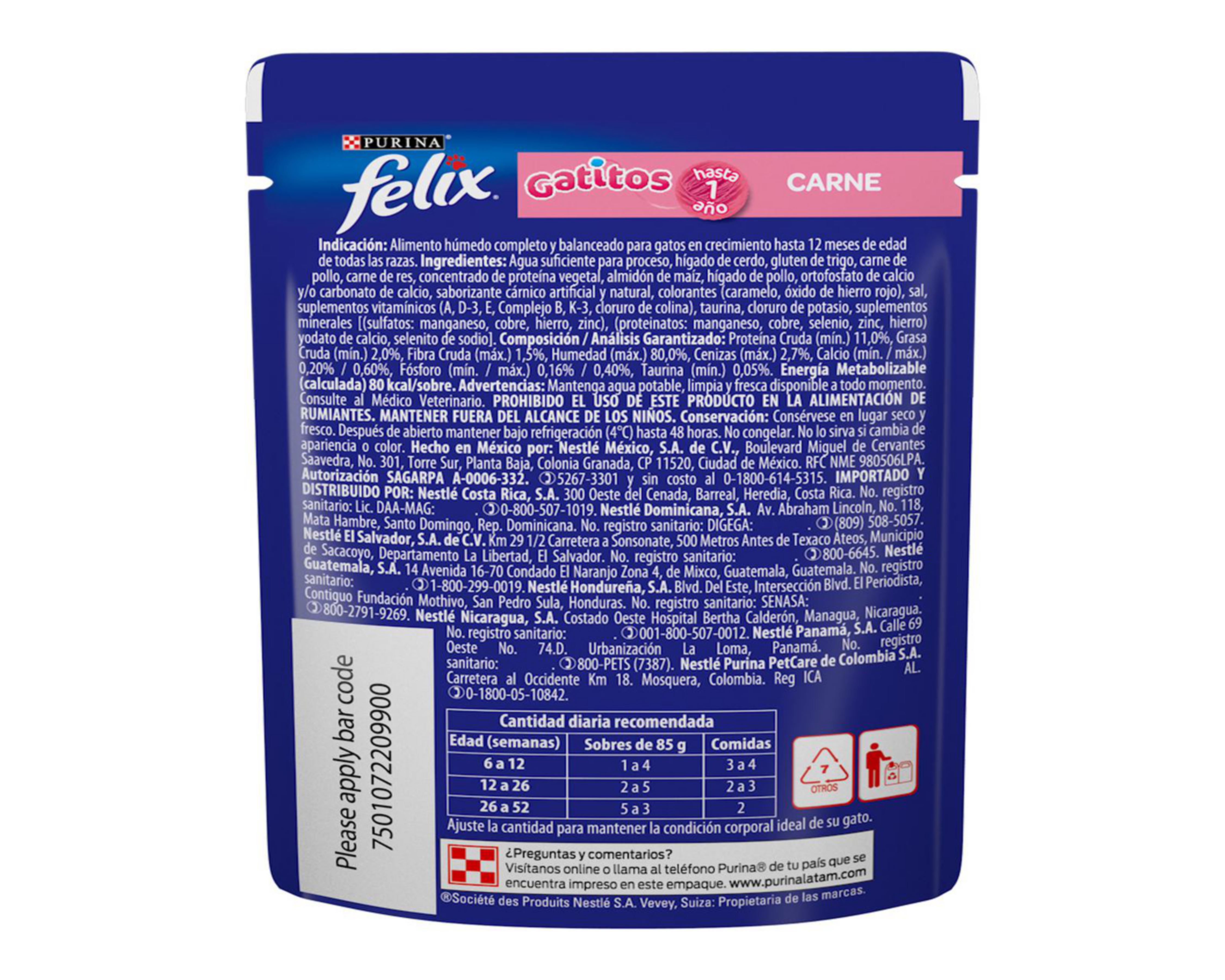 Foto 2 | Alimento para Gato Purina Felix Cachorro 85 g