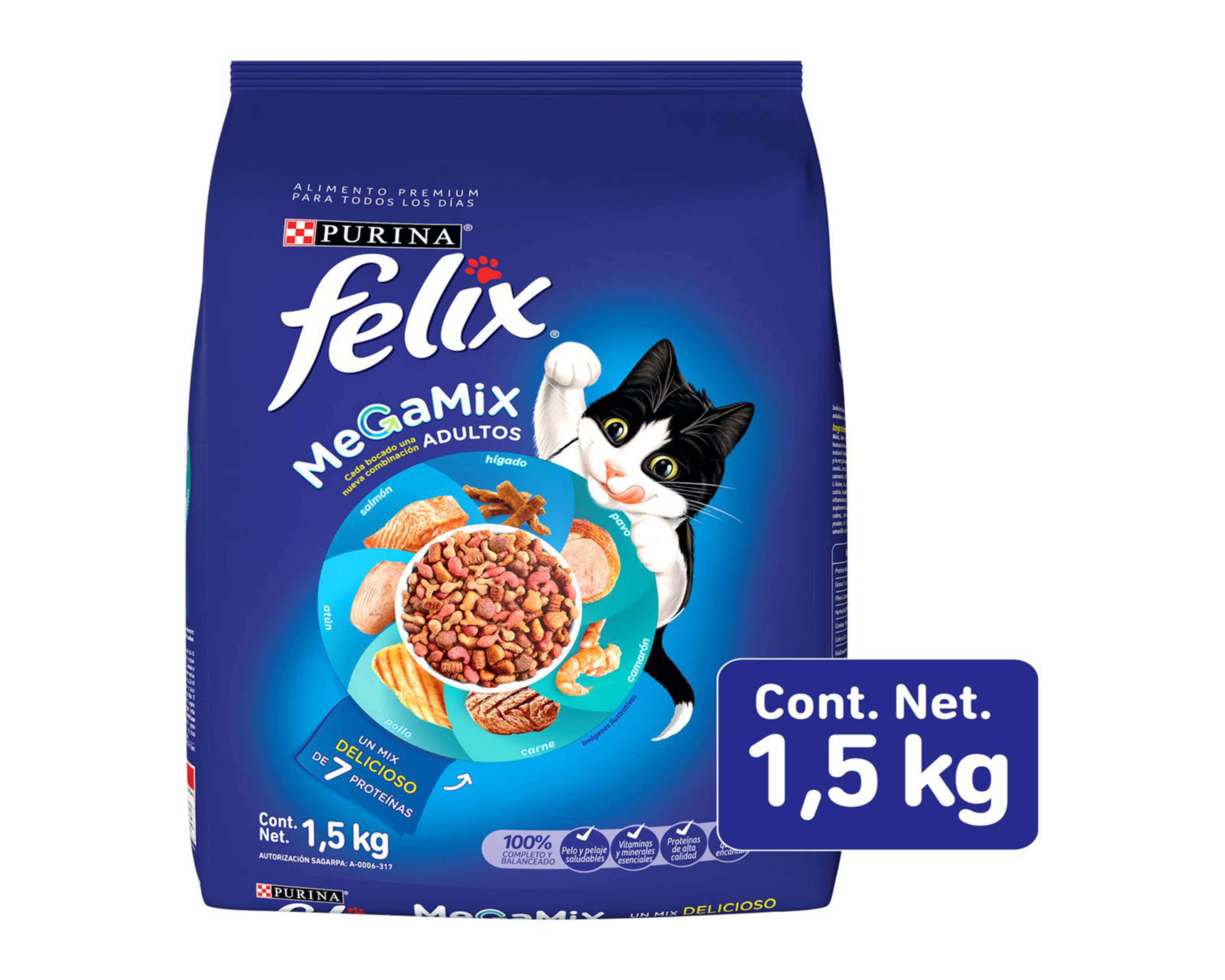 Foto 2 pulgar | Alimento para Gato Purina Félix Adulto 1.5 kg