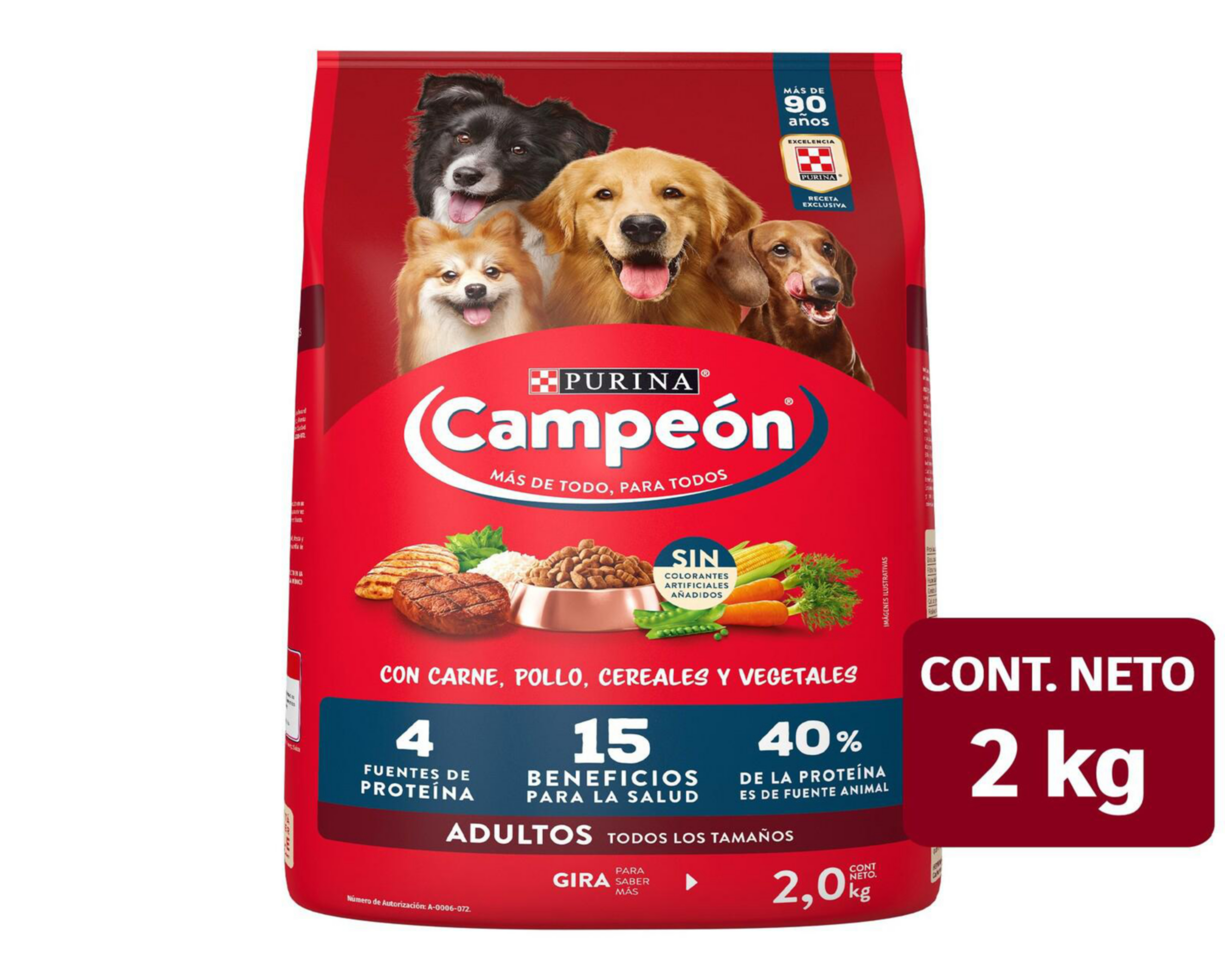 Foto 2 pulgar | Alimento para Perro Purina Campeón Adulto 2 kg