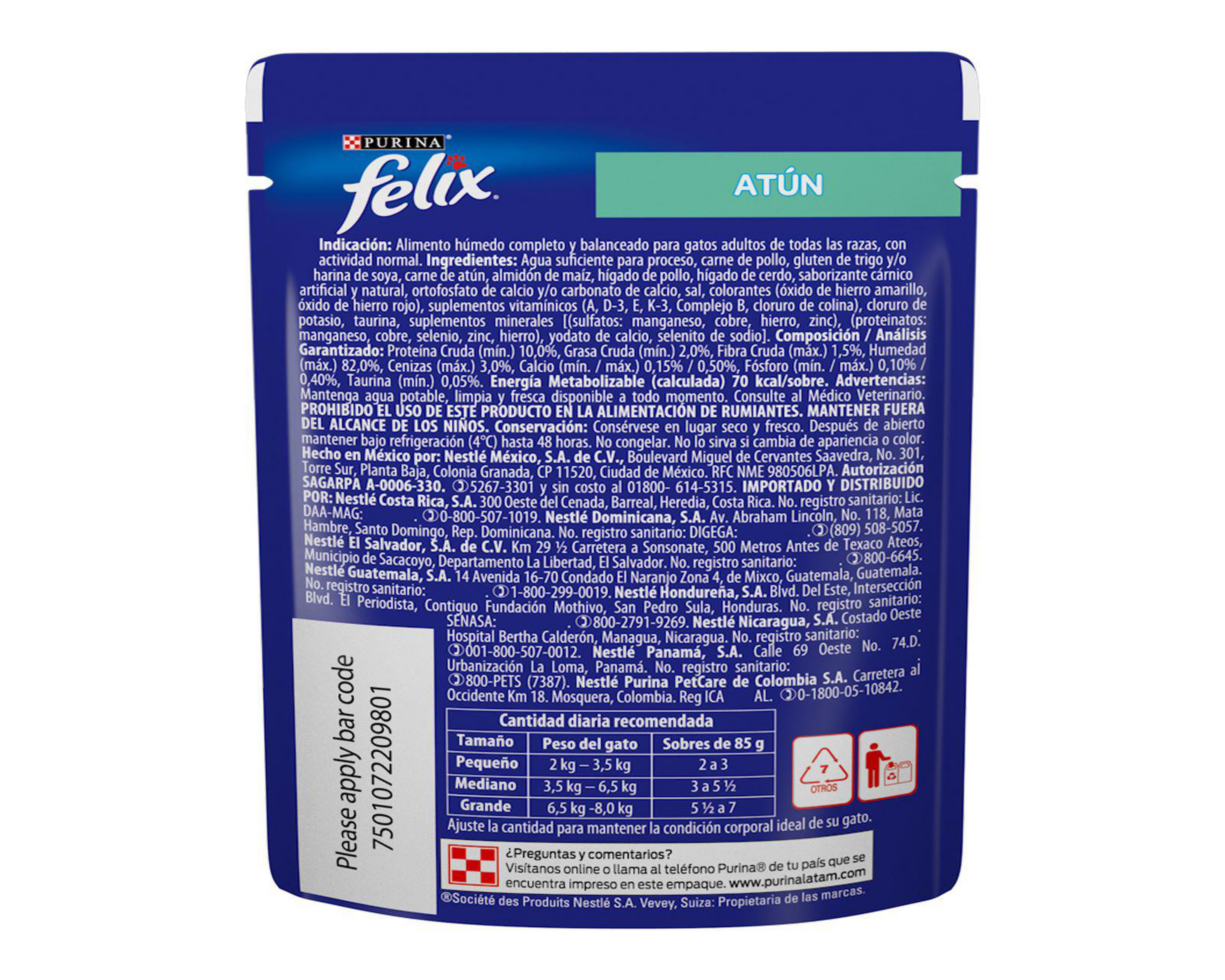 Foto 3 pulgar | Alimento para Gato Purina Felix Raza Mediana 85 g