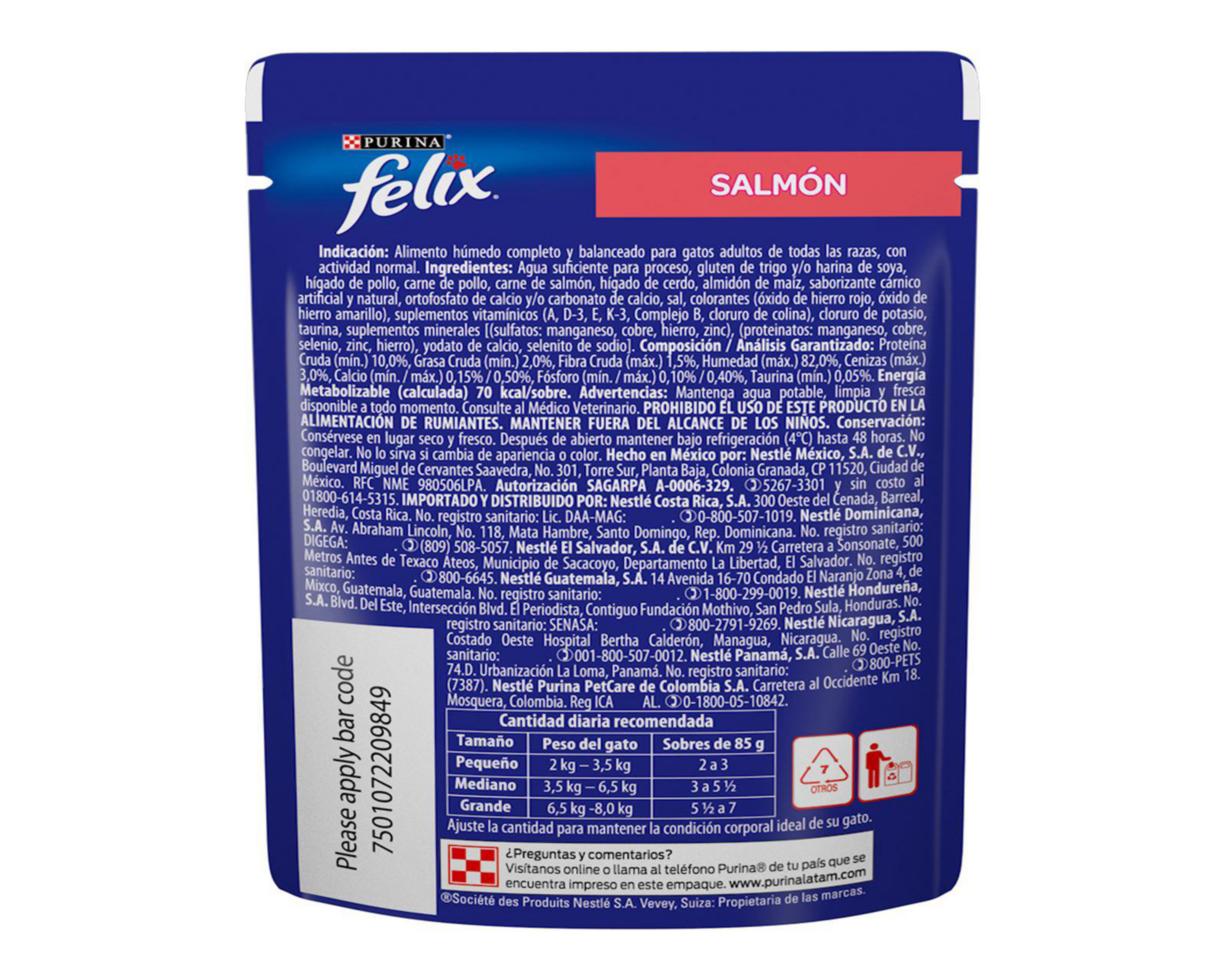 Foto 3 pulgar | Alimento para Gato Purina Felix Raza Mediana 85 g