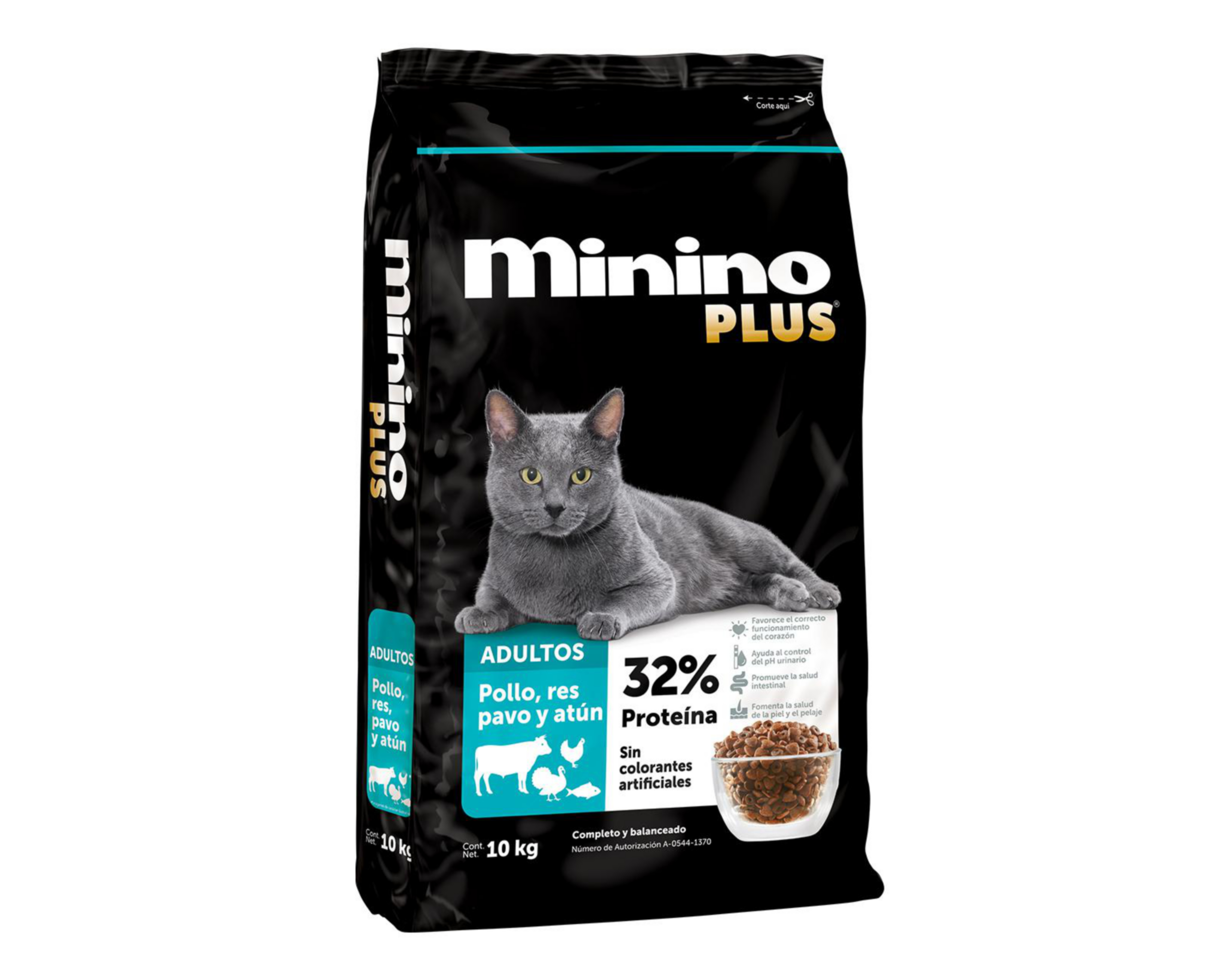 Foto 5 pulgar | Alimento para Gato Minino Plus Adulto 10 kg