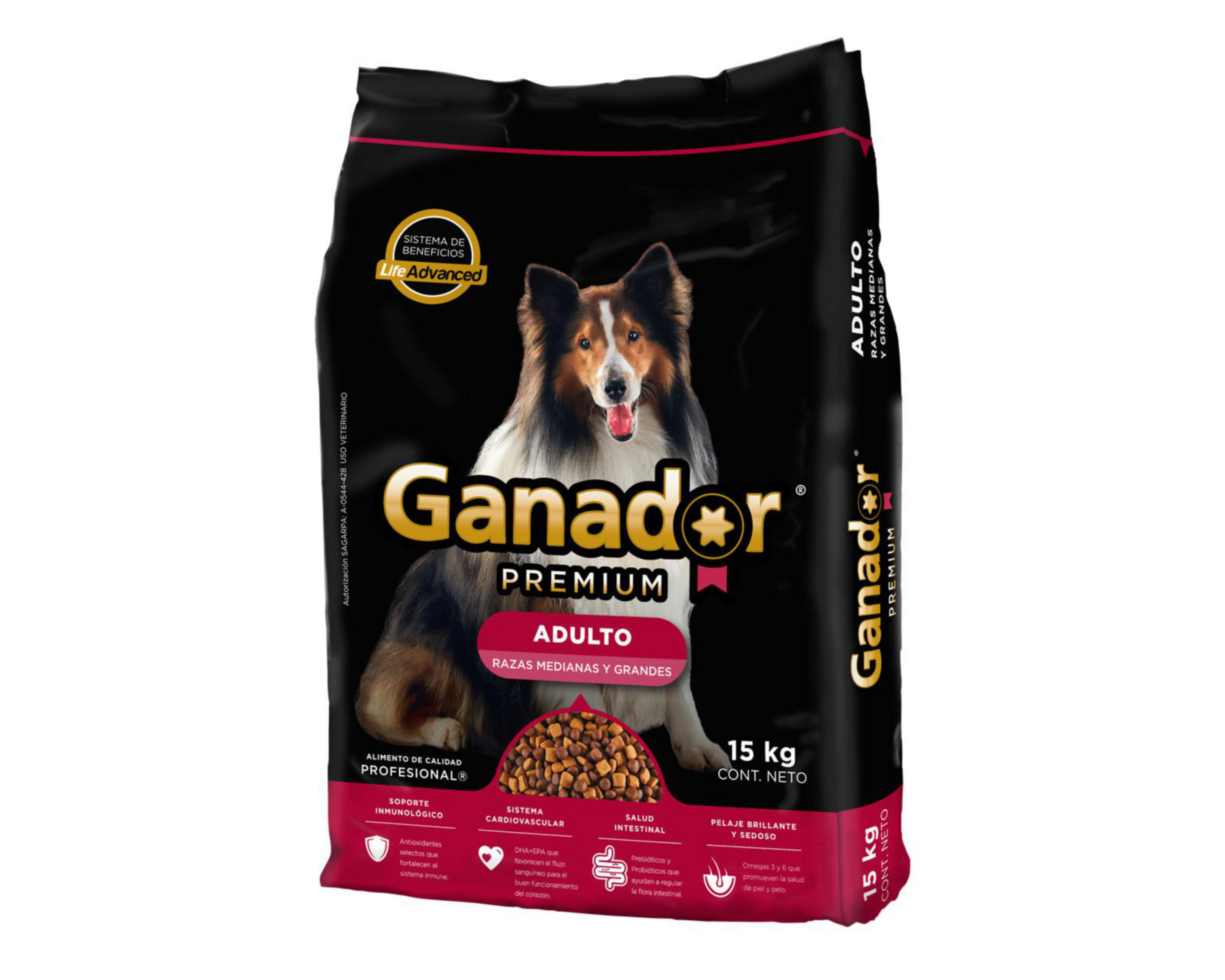 Foto 4 pulgar | Alimento para Perro Ganador Premium Adulto Razas Medianas y Grandes 15 kg