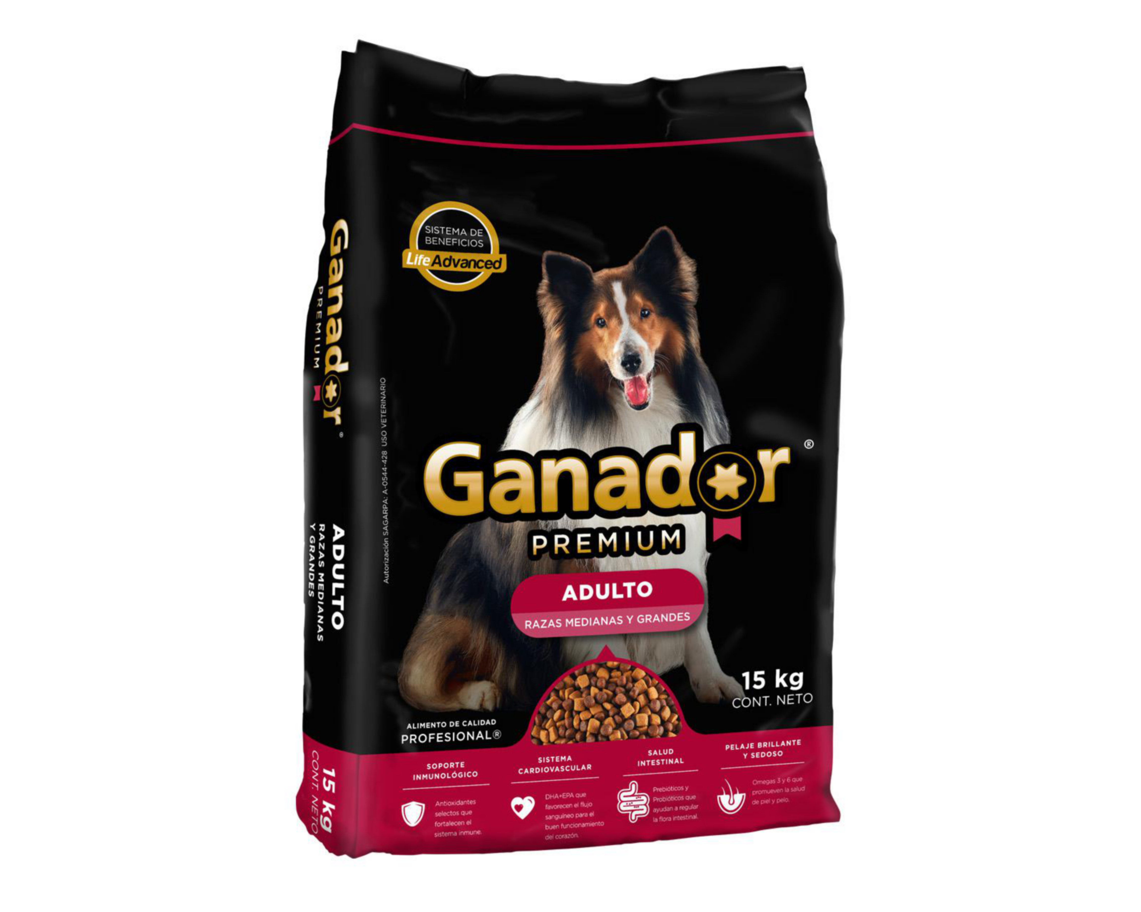 Foto 5 pulgar | Alimento para Perro Ganador Premium Adulto Razas Medianas y Grandes 15 kg