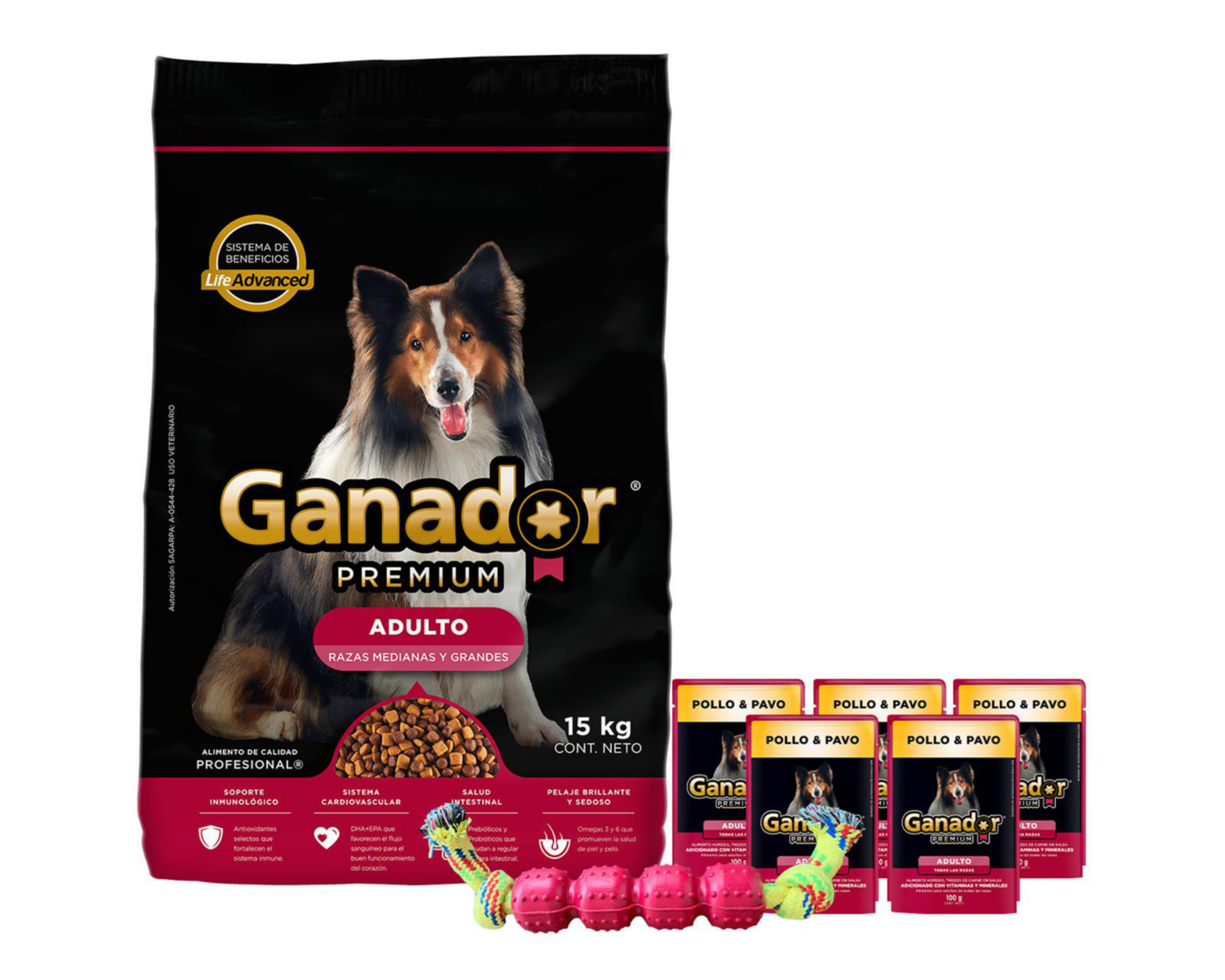 Foto 2 pulgar | Alimento para Perro Ganador Premium Adulto Razas Medianas y Grandes 15 kg