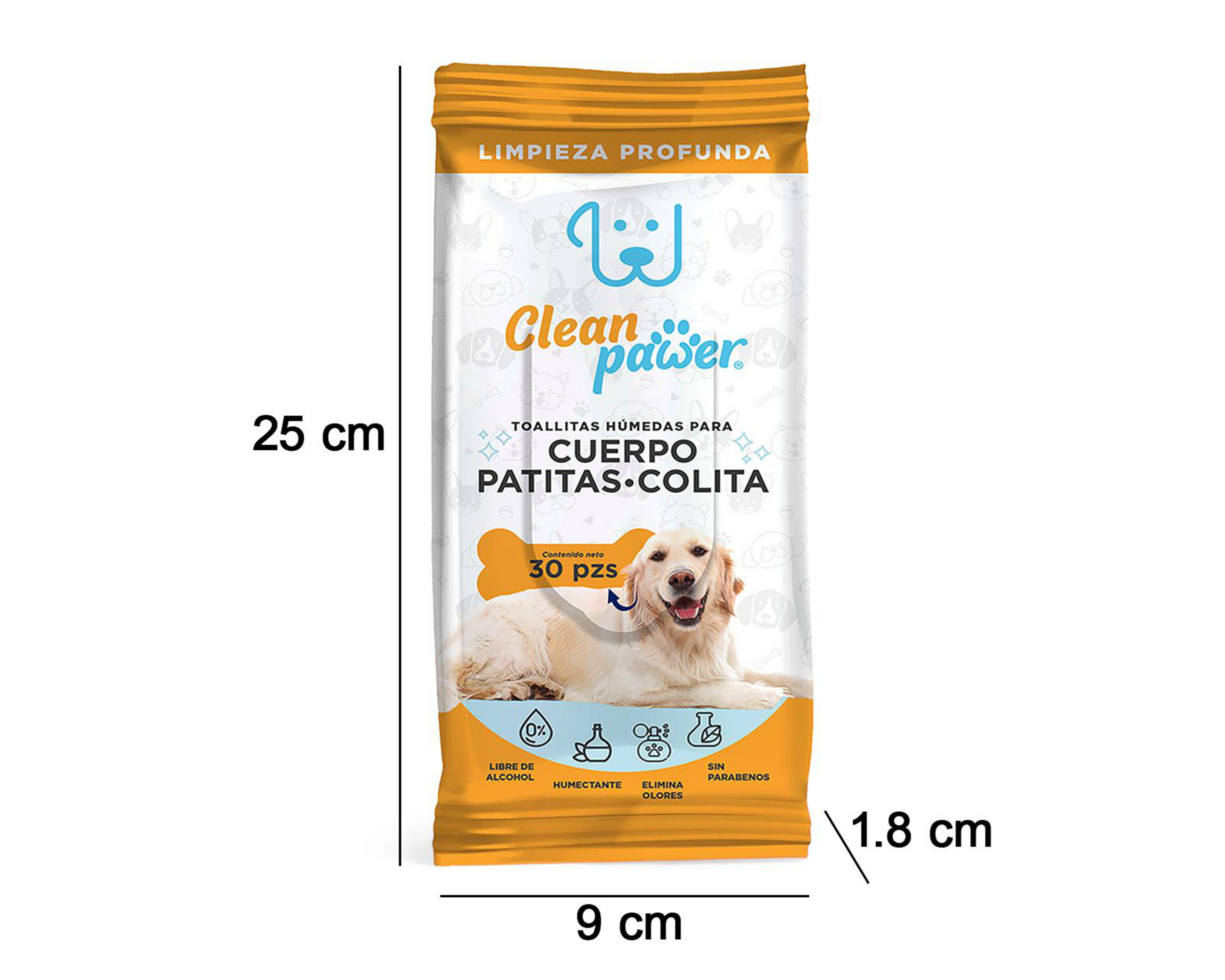 Foto 5 pulgar | Toallitas Húmedas para Mascota Clean Pawer Cuerpo Patitas y Colita 30 Piezas