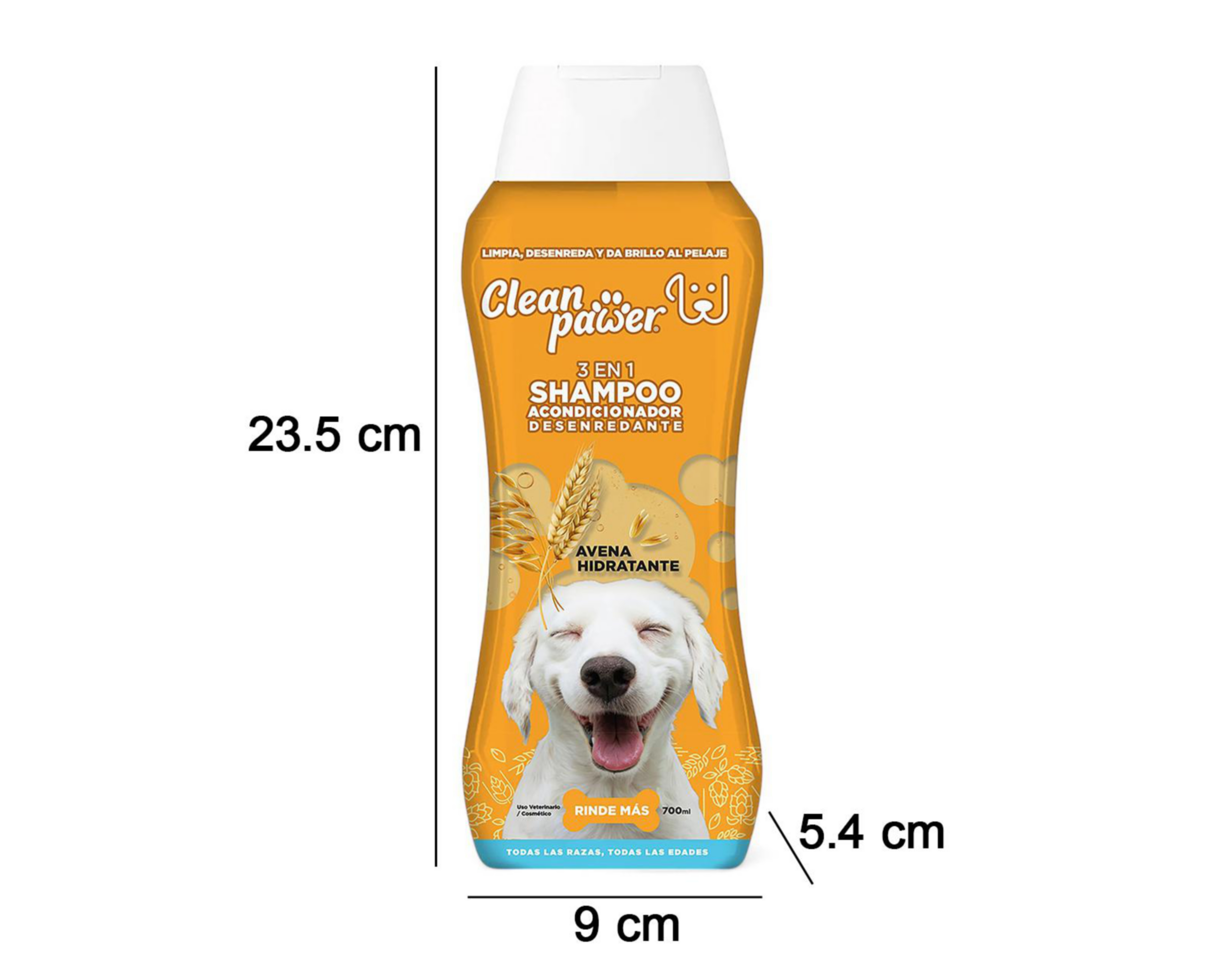 Foto 5 pulgar | Shampoo para Mascota Clean Pawer 3 en 1 Avena Hidratante 700 ml