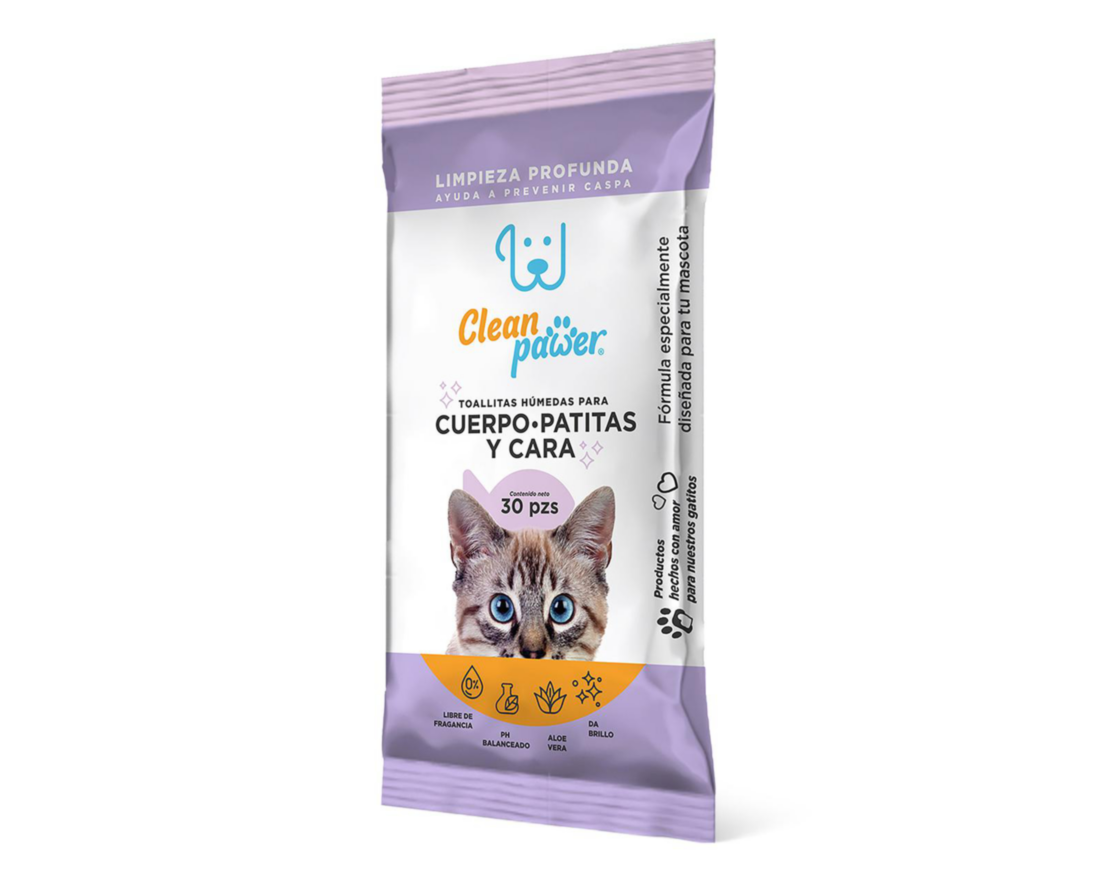 Foto 4 pulgar | Toallitas Húmedas para Mascota Clean Pawer Cuerpo Patitas y Cara 30 Piezas