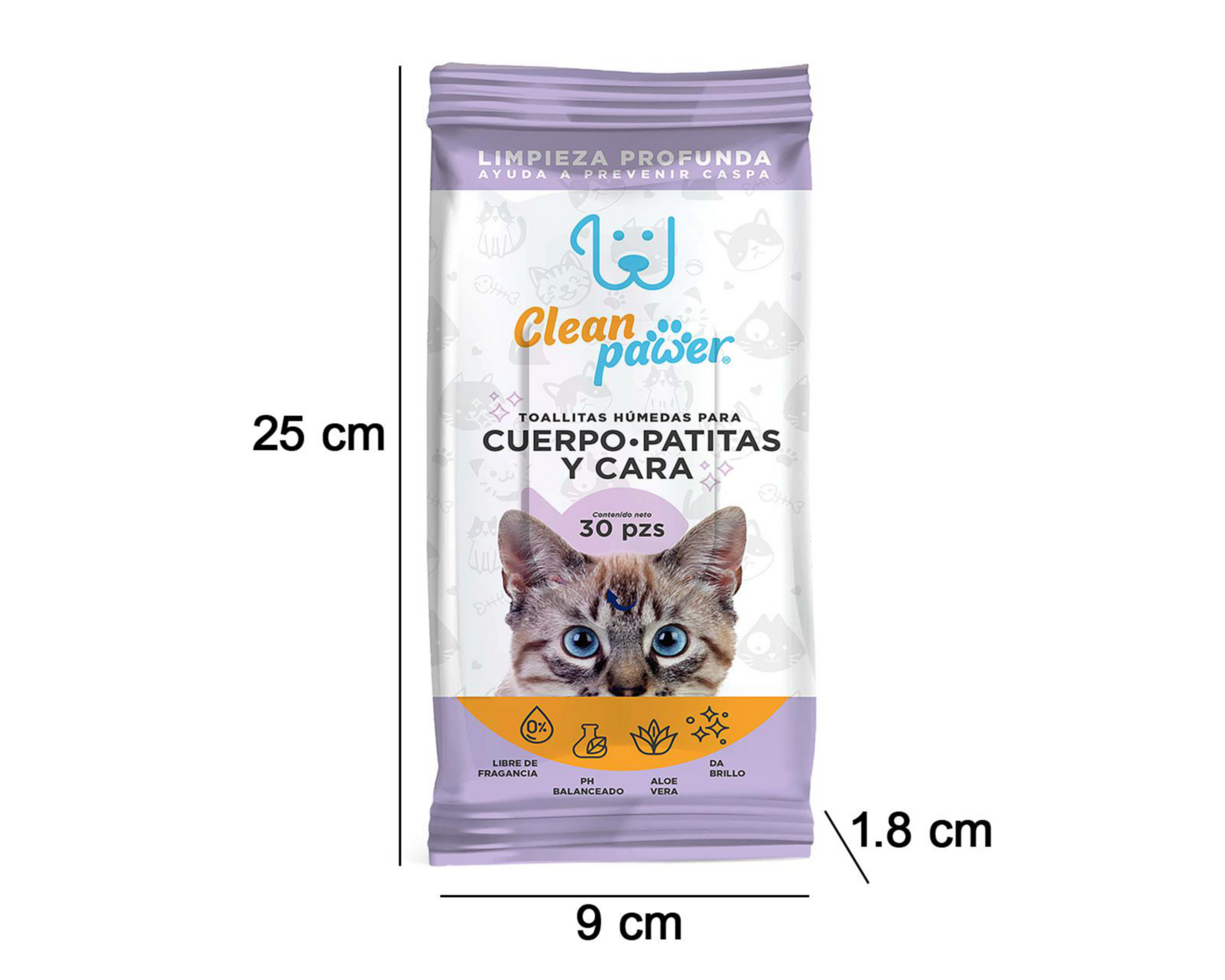 Foto 5 pulgar | Toallitas Húmedas para Mascota Clean Pawer Cuerpo Patitas y Cara 30 Piezas