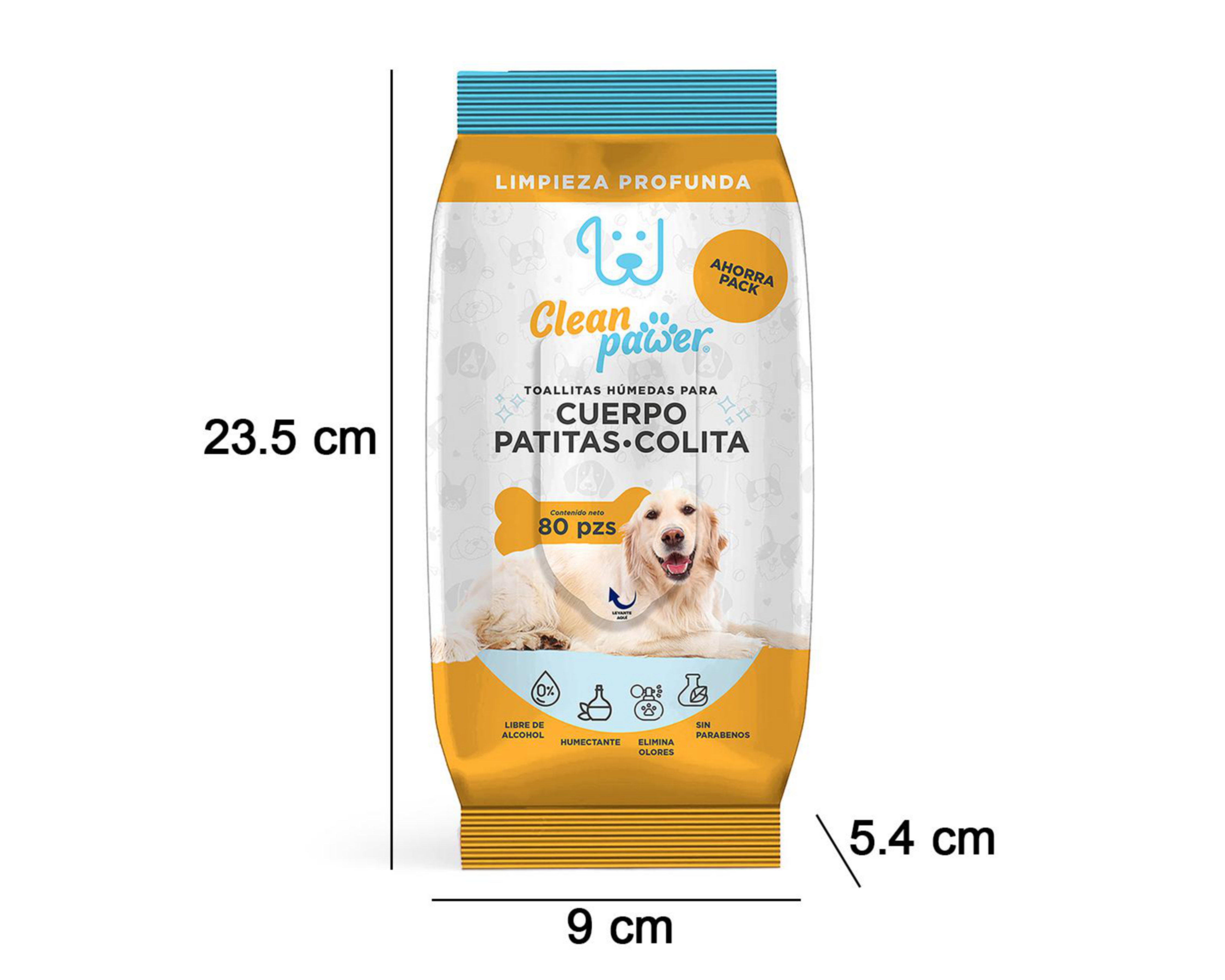 Foto 5 pulgar | Toallitas Húmedas para Mascota Clean Pawer Cuerpo Patitas y Colita 80 Piezas