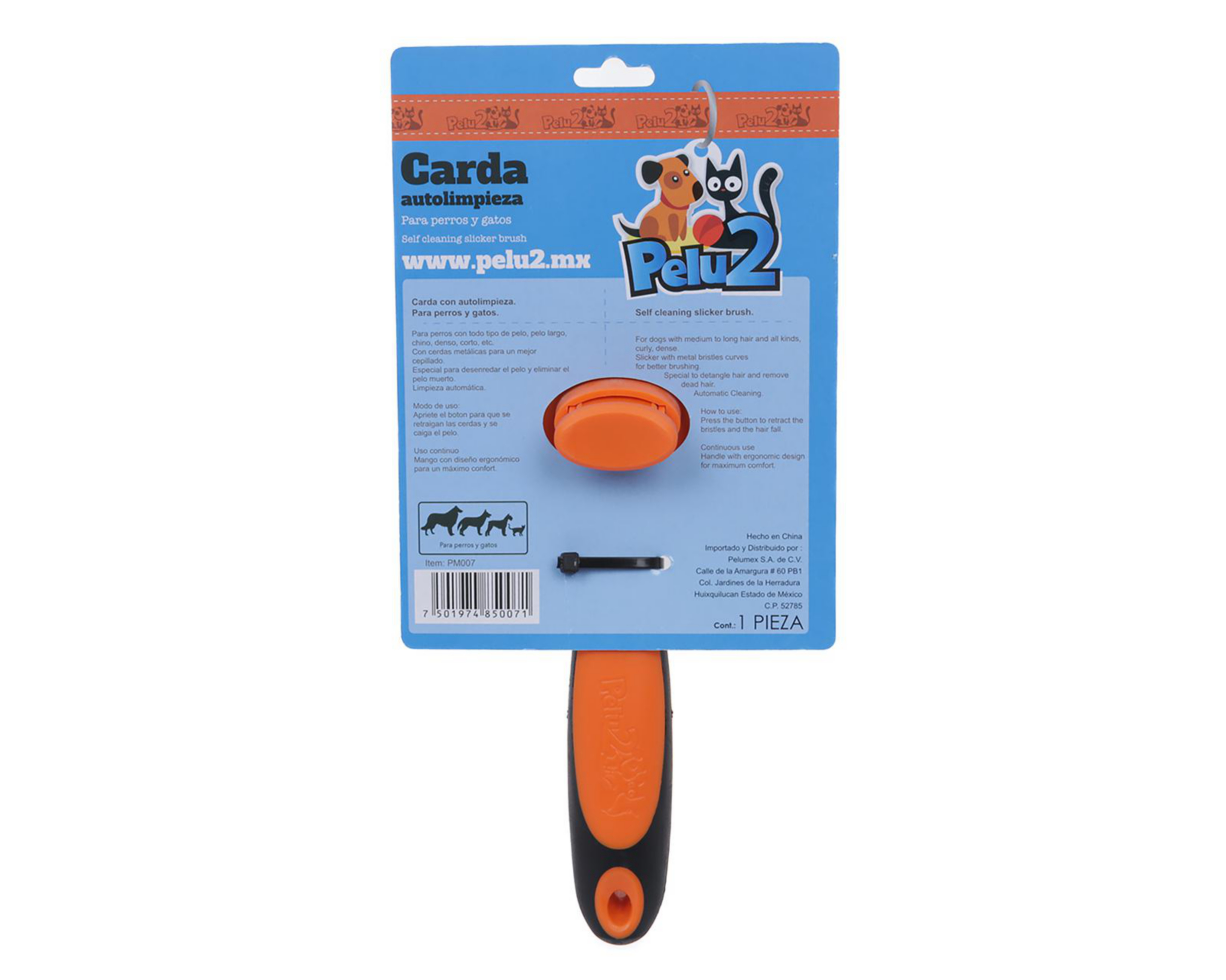 Foto 5 pulgar | Carda para Mascotas Pelu2 con Botón de Autolimpieza