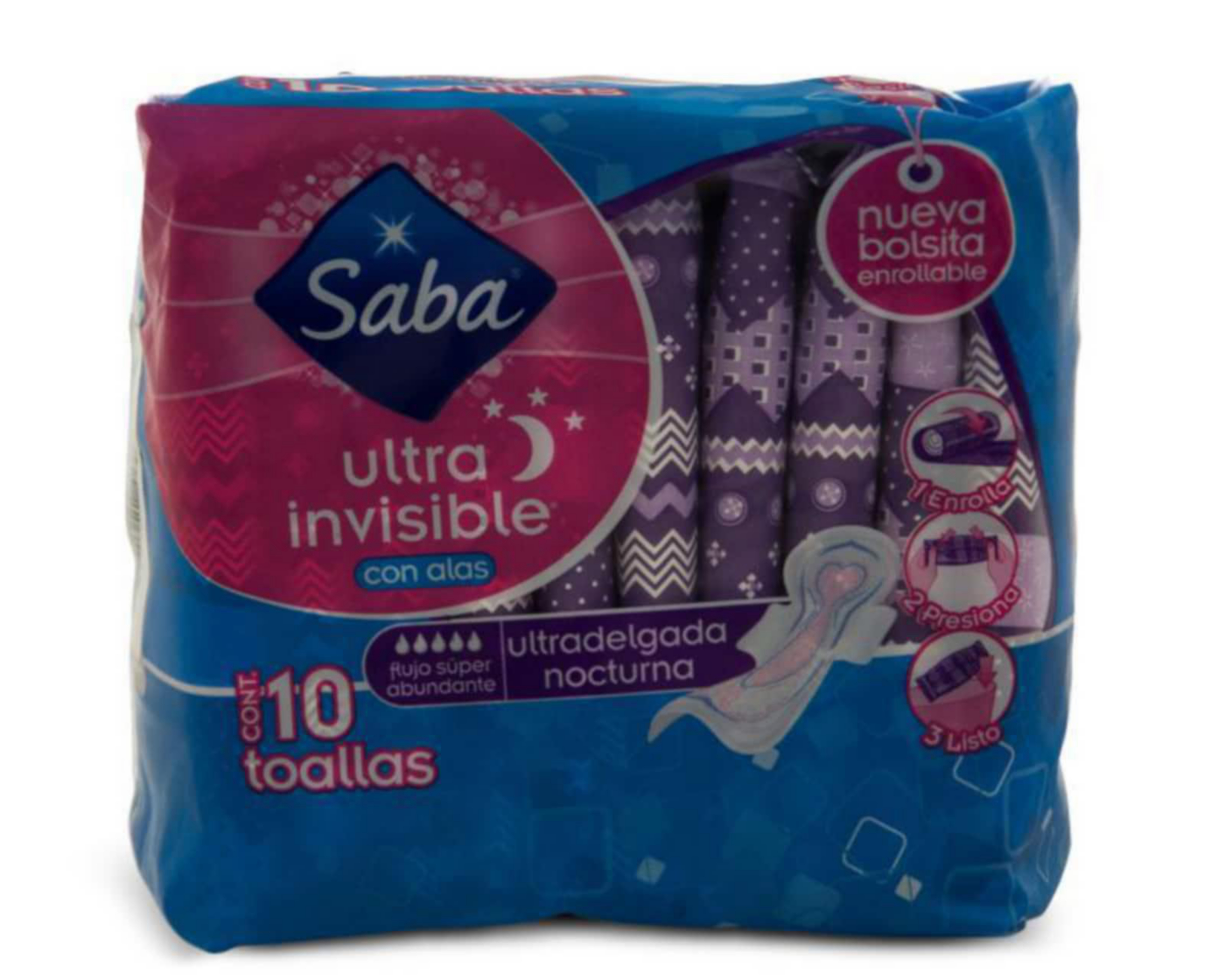 Toallas Sanitarias Saba Ultra Invisible con Alas