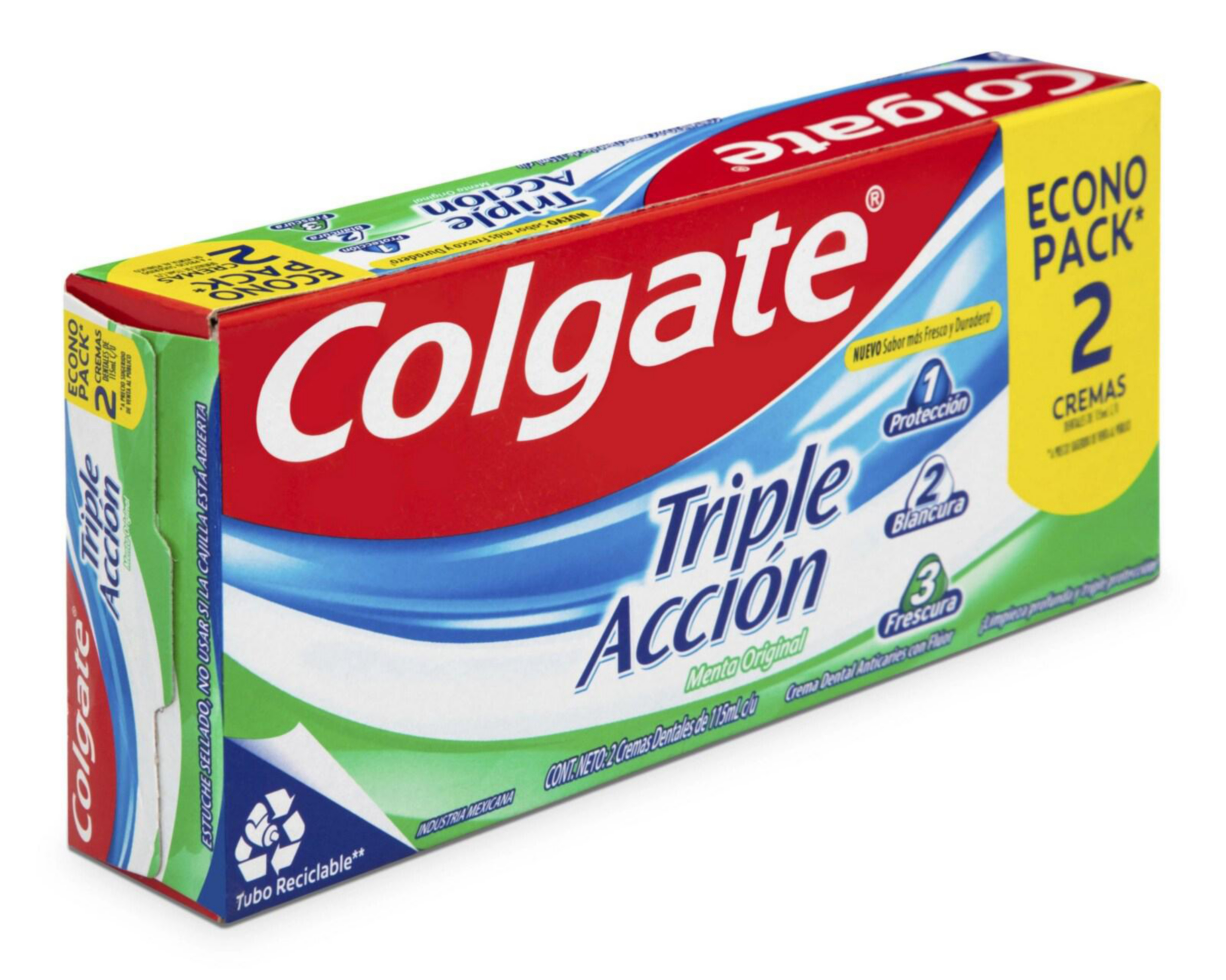 Foto 2 | Pasta Dental Colgate Triple Acción 115 ml 2 Piezas