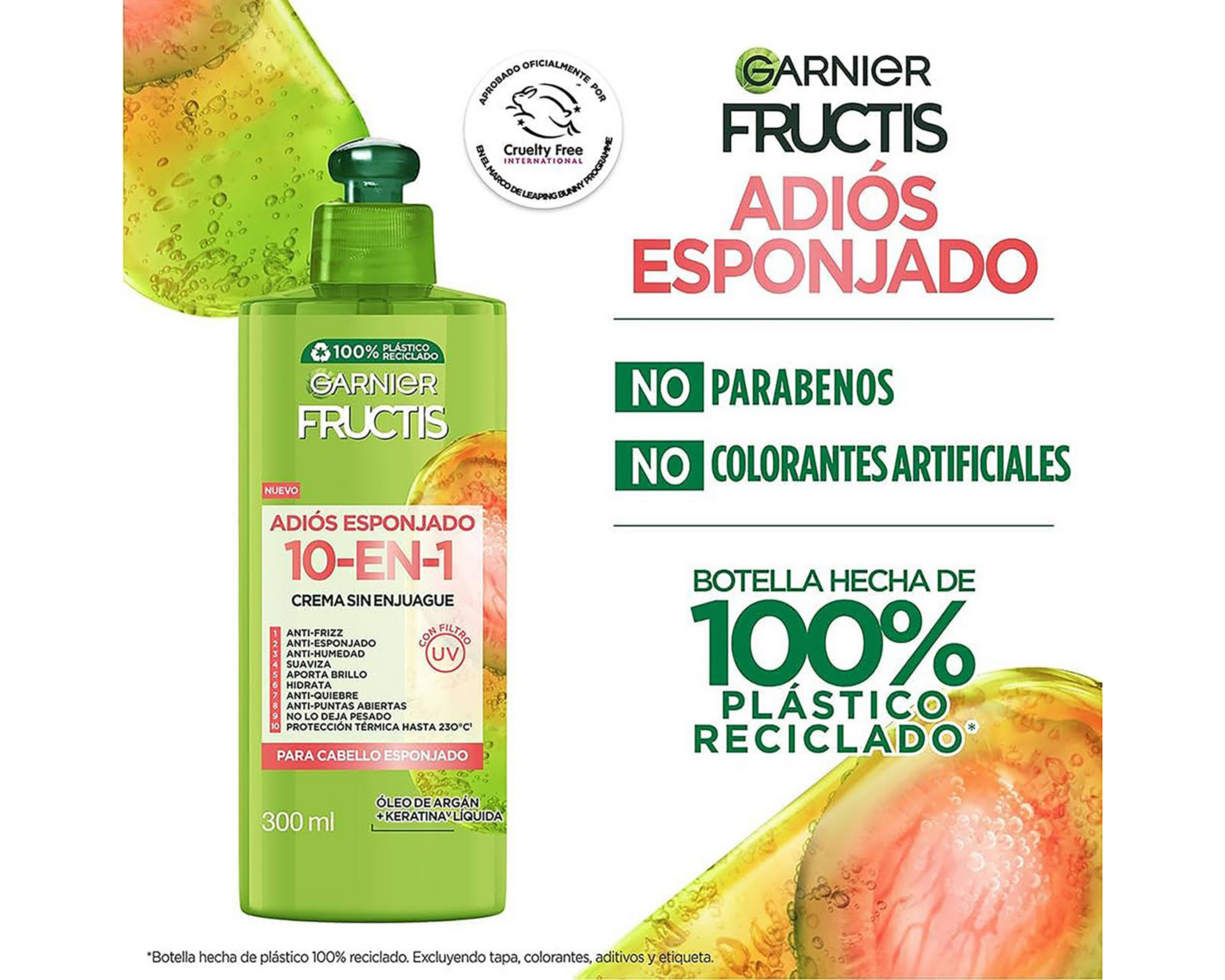 Foto 5 pulgar | Crema para Peinar Garnier Fructis Adiós Esponjado 300 ml