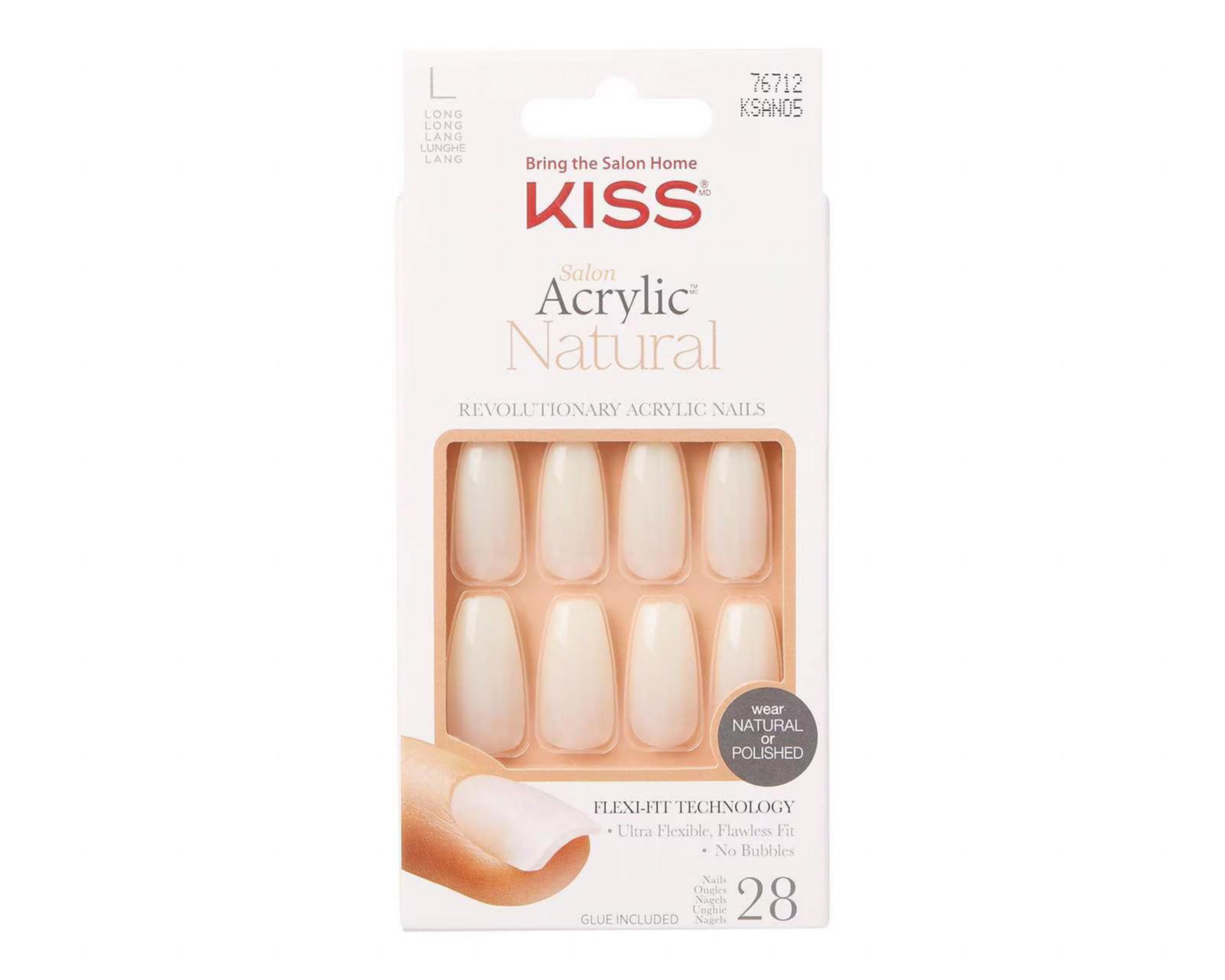 Uñas Postizas Kiss Acrylic Natural 28 Piezas $109