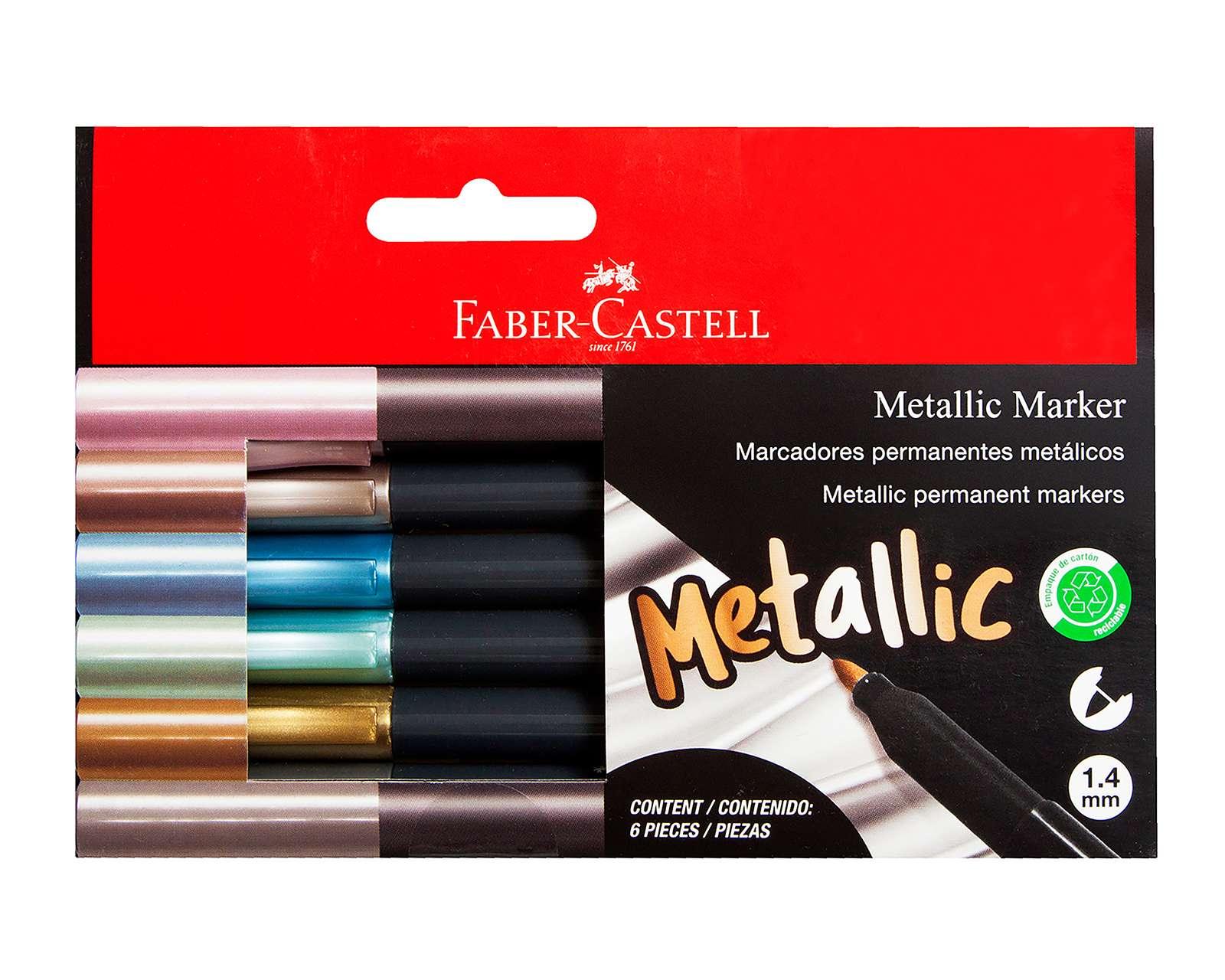 Plumones Faber Castell Metálicos 6 Piezas